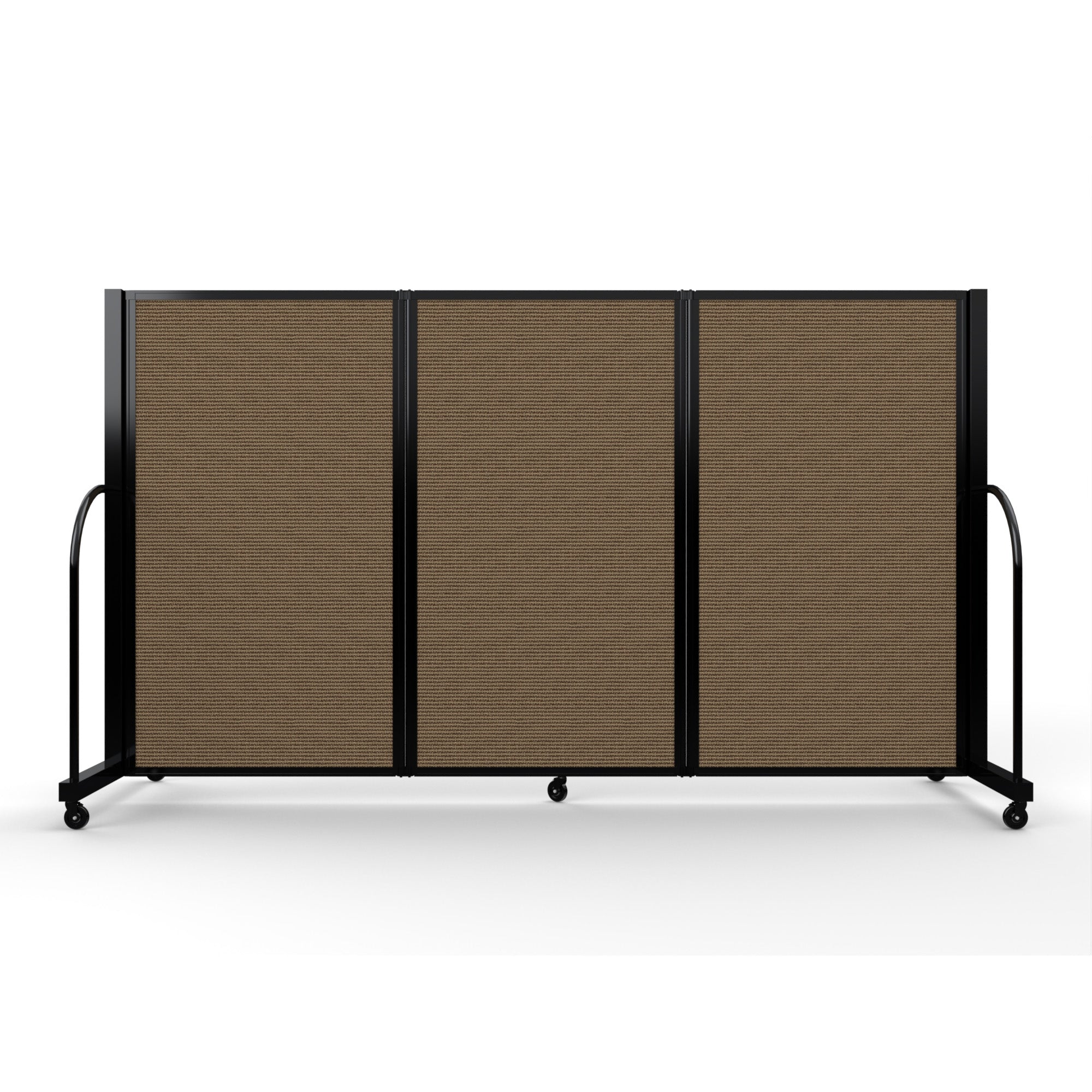 Screenflex Full Motion Divider, 4' x 8'7", Black Frame, Walnut