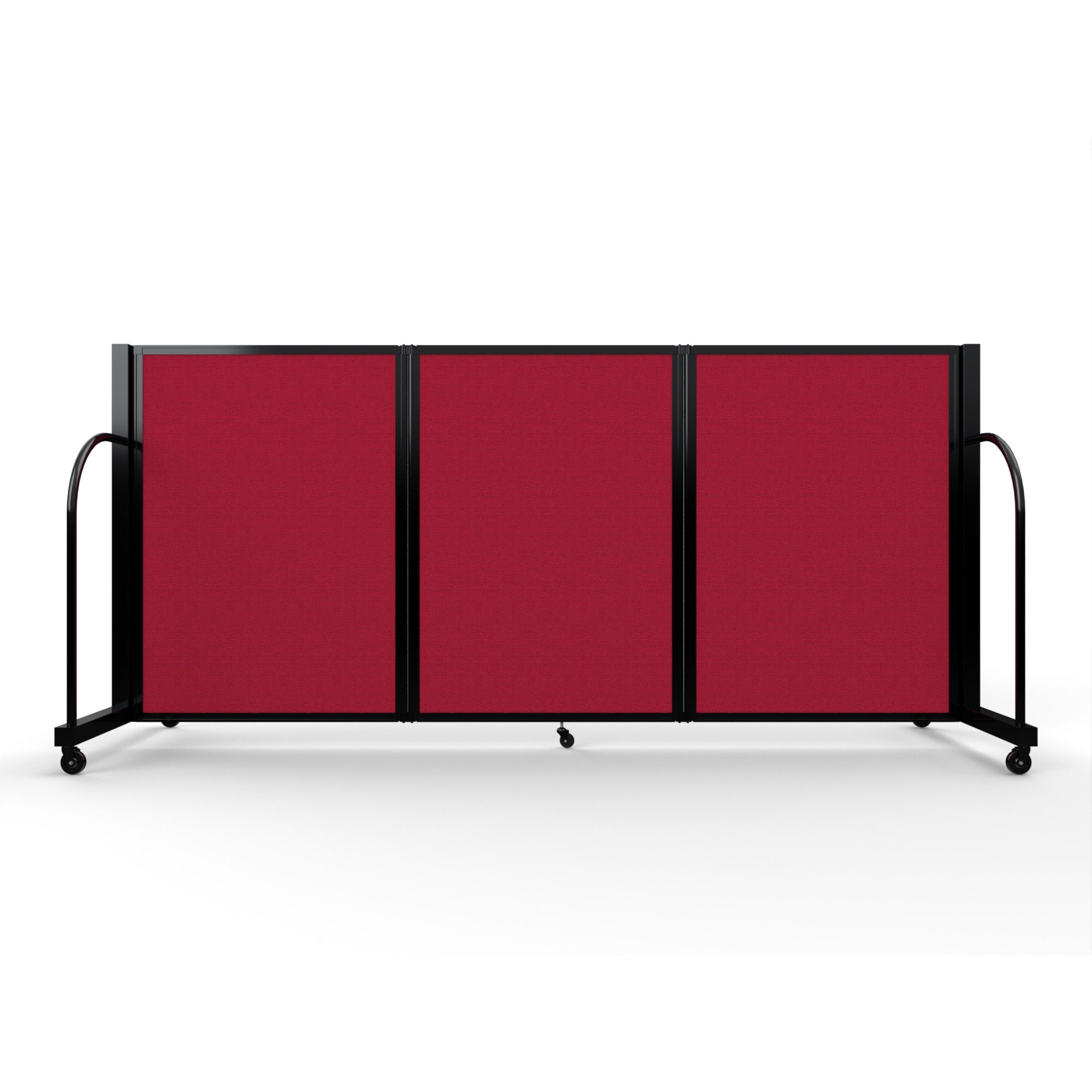 Screenflex Full Motion Divider, 4' x 8'7", Black Frame, Primary Red