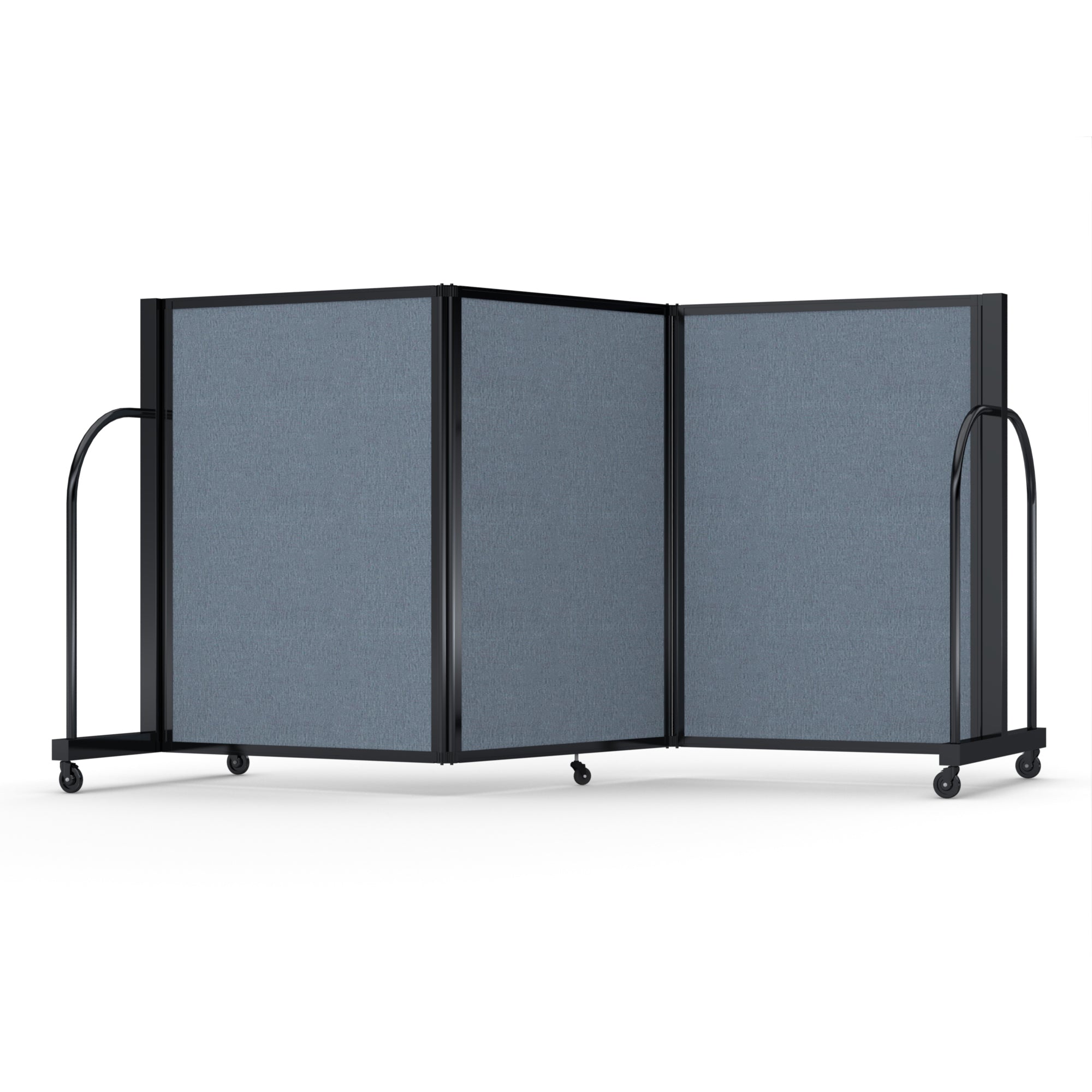 Screenflex Full Motion Divider, 4' x 8'7", Black Frame, Summer Blue