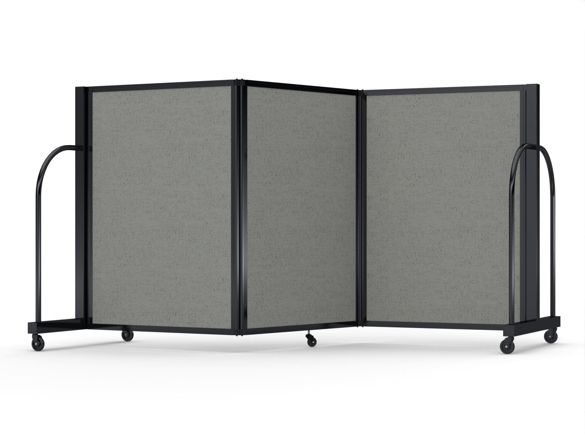 Screenflex Full Motion Divider, 4' x 8'7", Black Frame, Gray Smoke