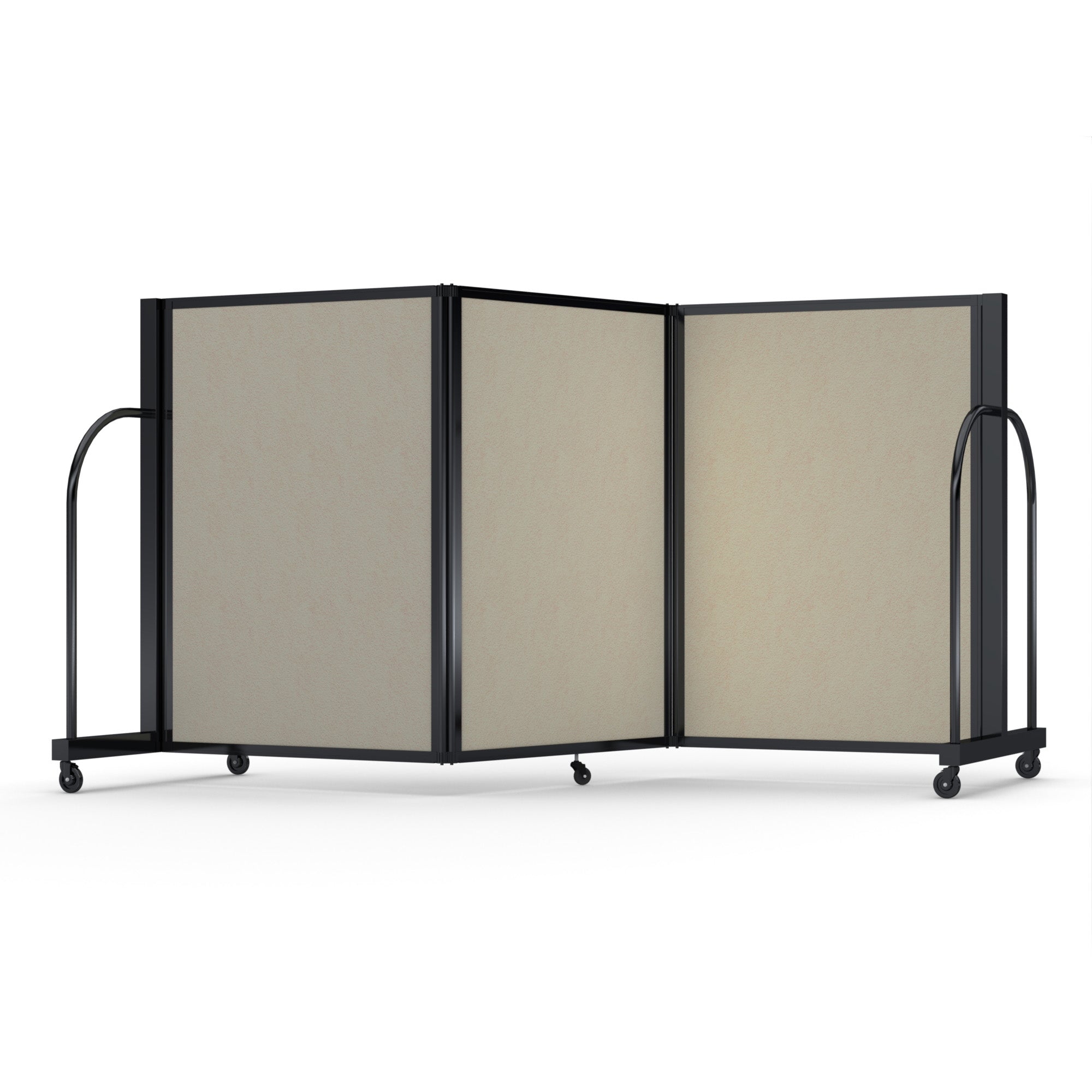 Screenflex Full Motion Divider, 4' x 8'7", Black Frame, Hazelnut Vinyl