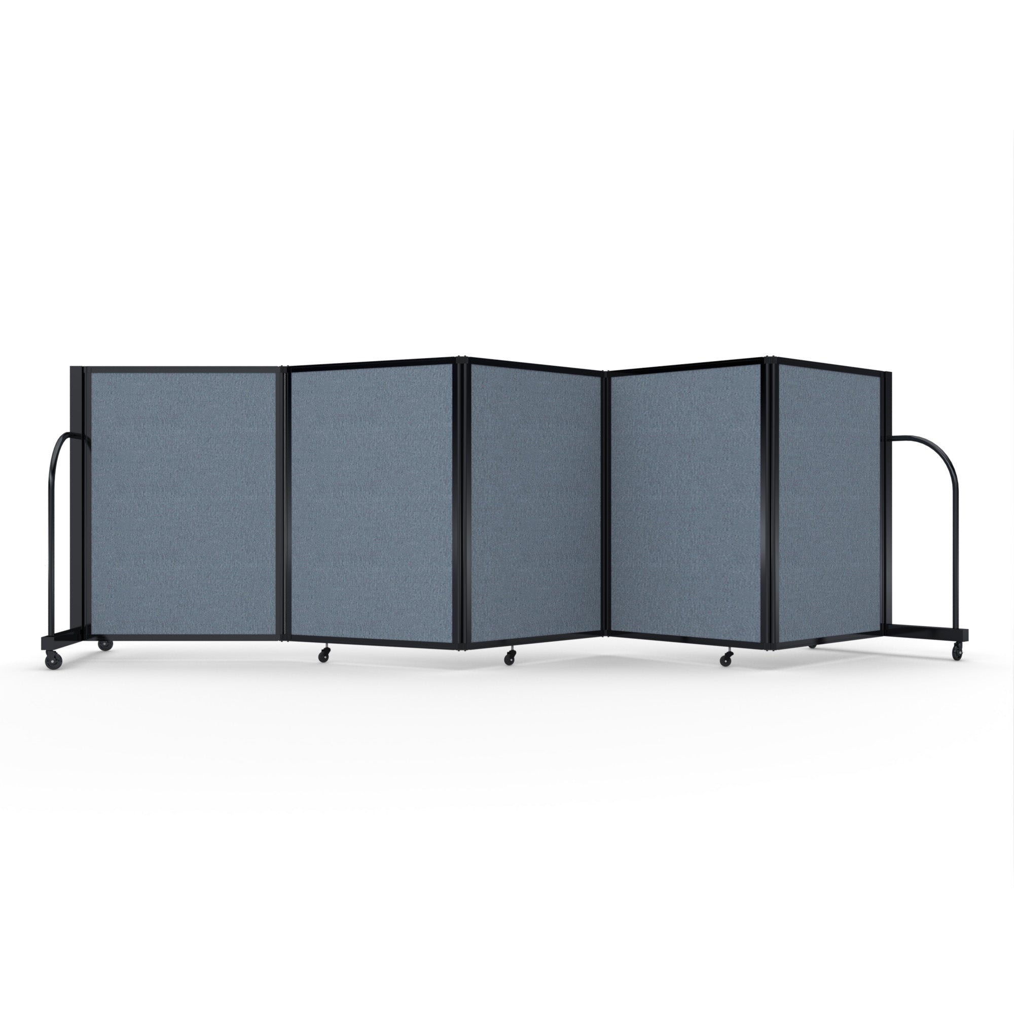 Screenflex Full Motion Divider, 4' x 14'1", Black Frame, Summer Blue