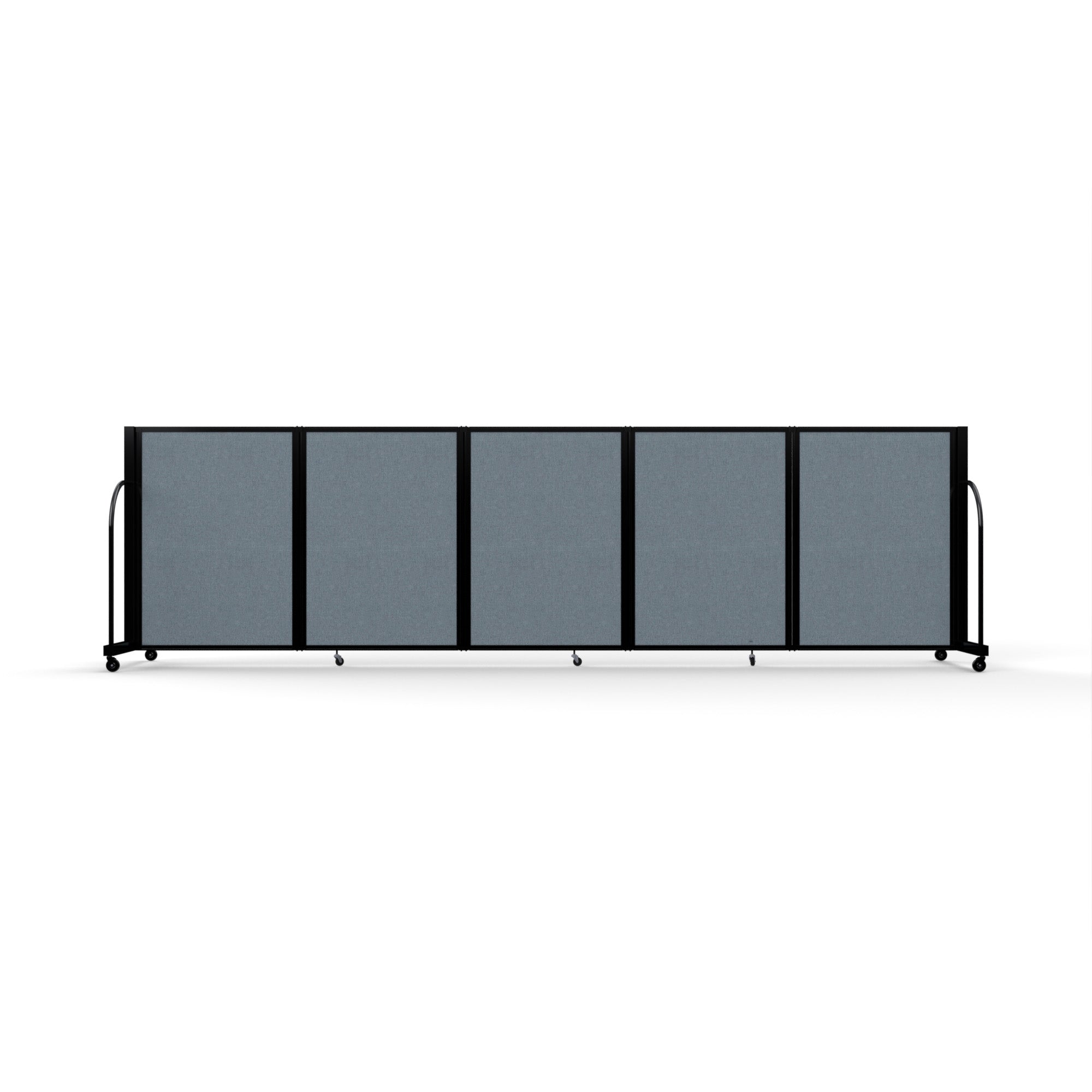 Screenflex Full Motion Divider, 4' x 14'1", Black Frame, Summer Blue