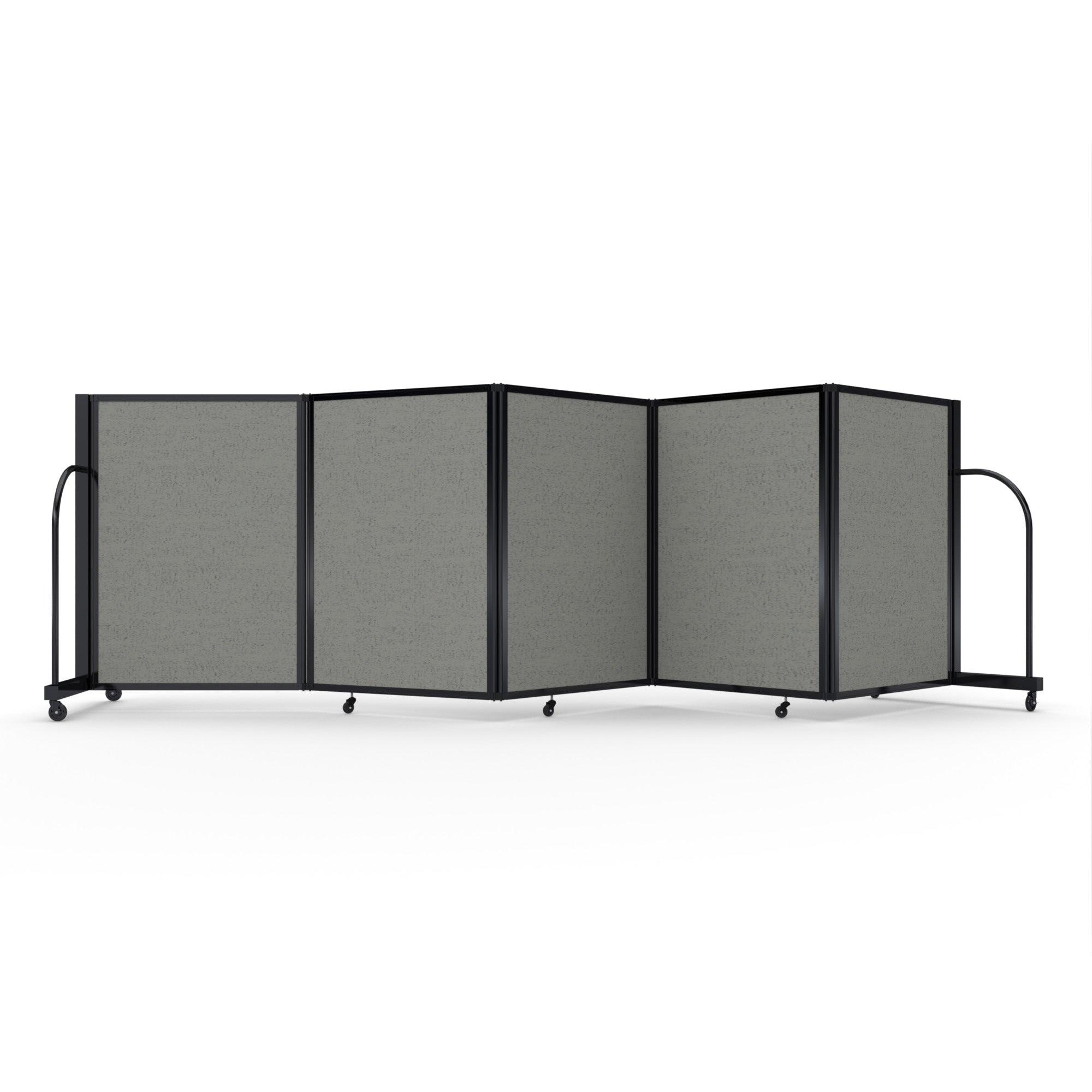 Screenflex Full Motion Divider, 4' x 14'1", Black Frame, Gray Smoke