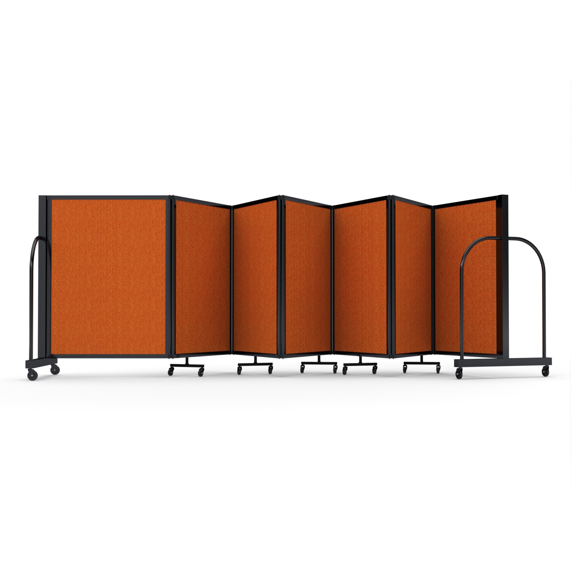 Screenflex Full Motion Divider, 4' x 19'7", Black Frame, Orange