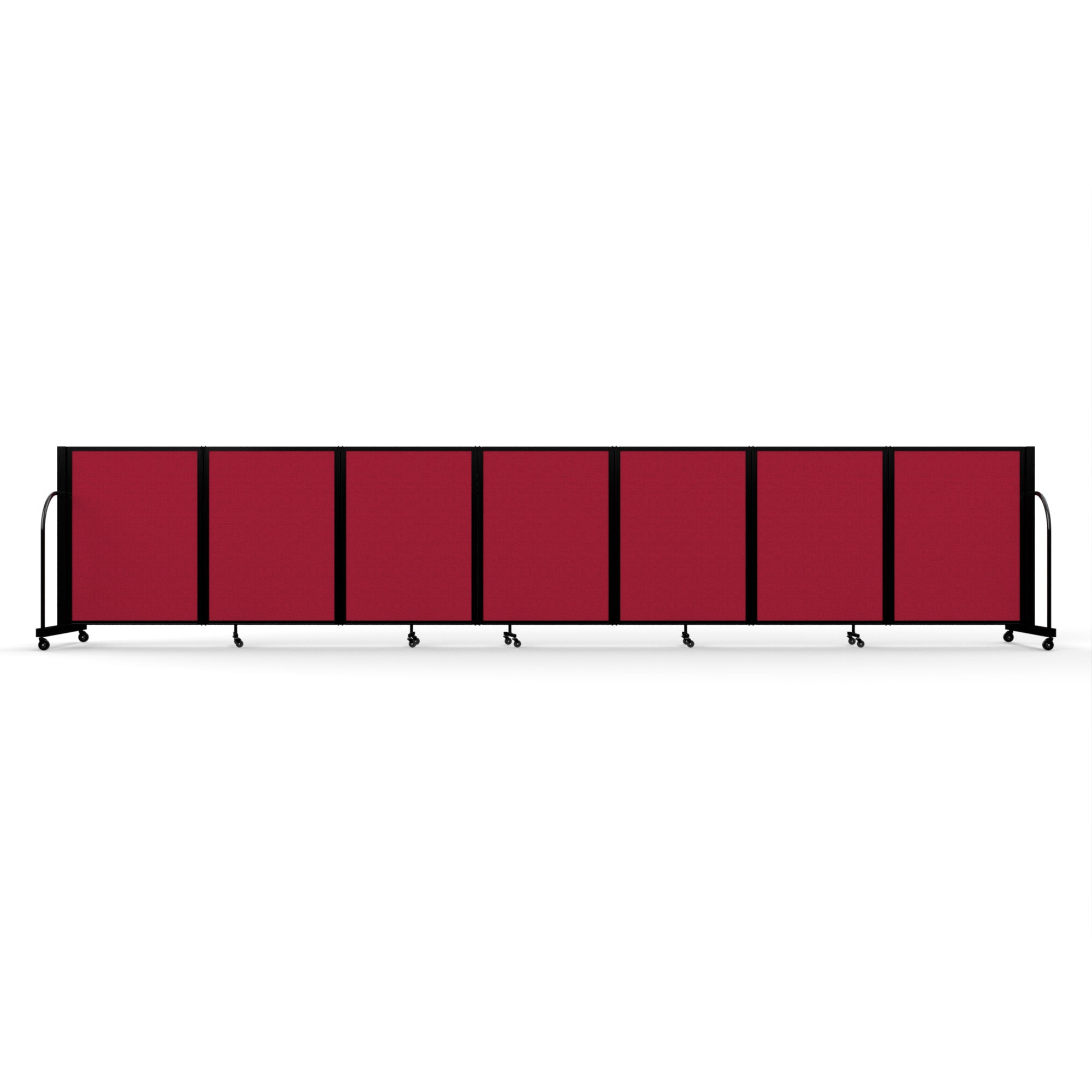 Screenflex Full Motion Divider, 4' x 19'7", Black Frame, Primary Red