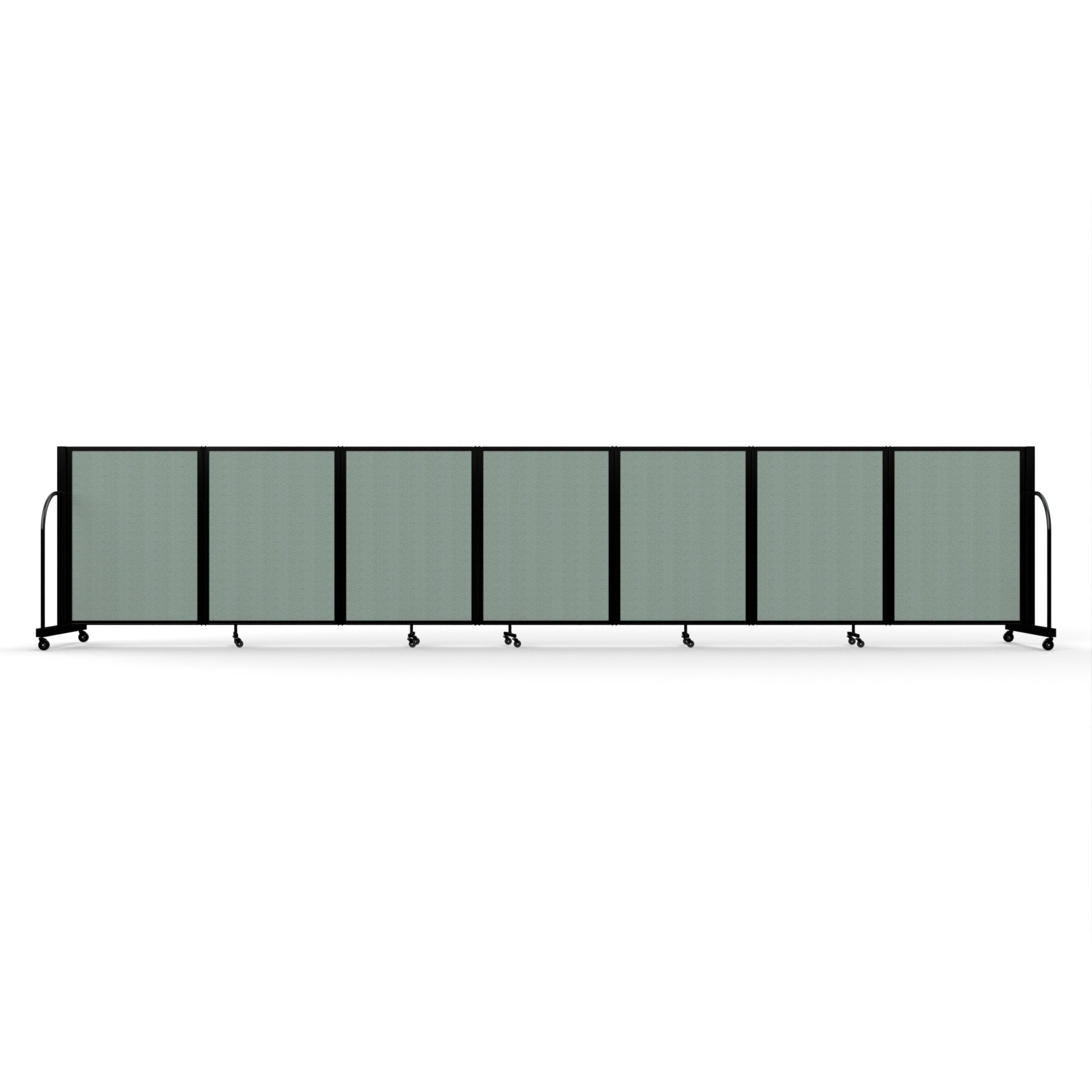 Screenflex Full Motion Divider, 4' x 19'7", Black Frame, Sea Green
