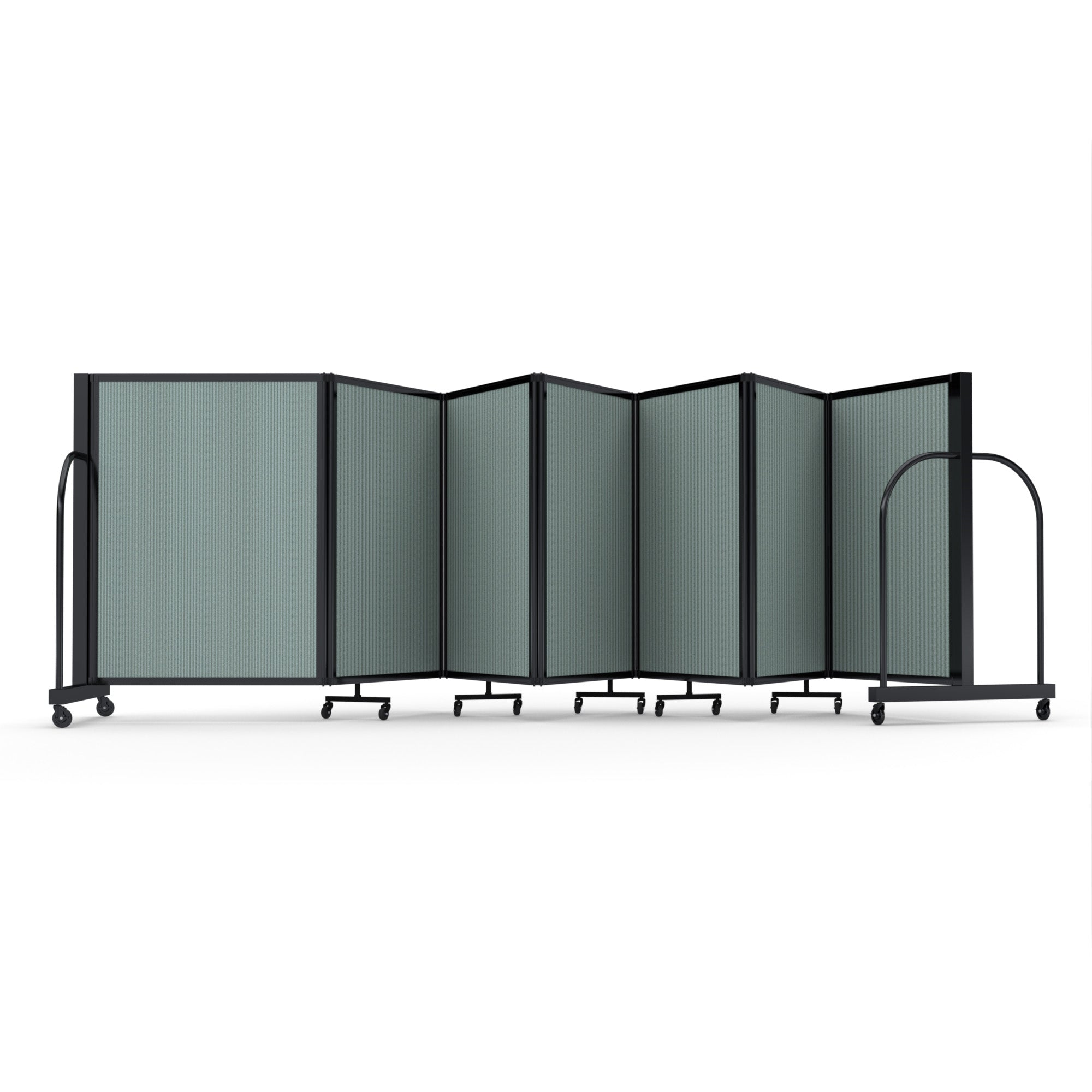 Screenflex Full Motion Divider, 4' x 19'7", Black Frame, Sea Green