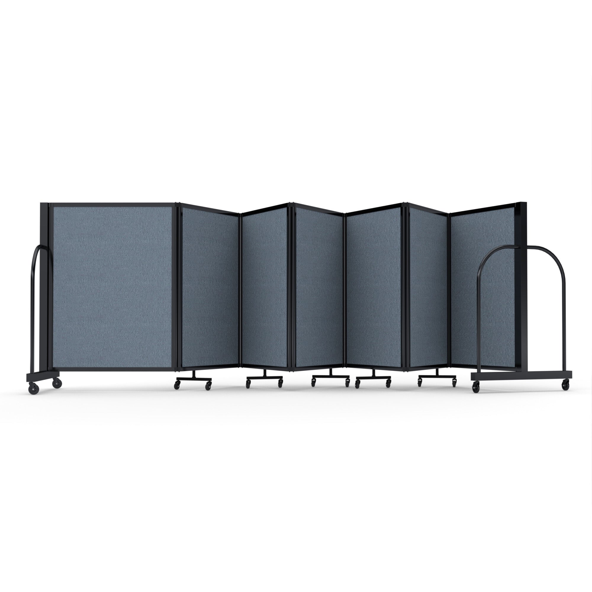 Screenflex Full Motion Divider, 4' x 19'7", Black Frame, Summer Blue