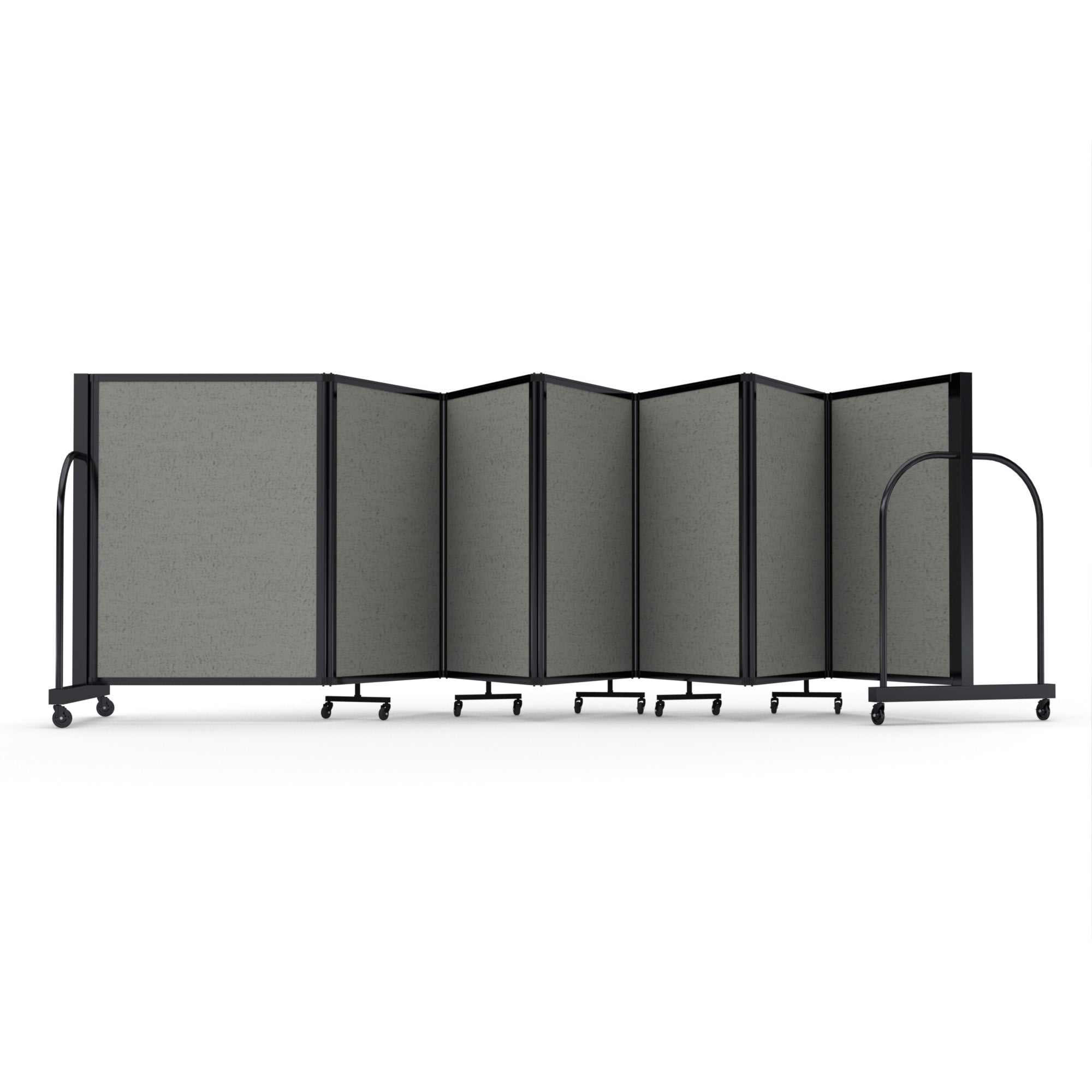Screenflex Full Motion Divider, 4' x 19'7", Black Frame, Gray Smoke