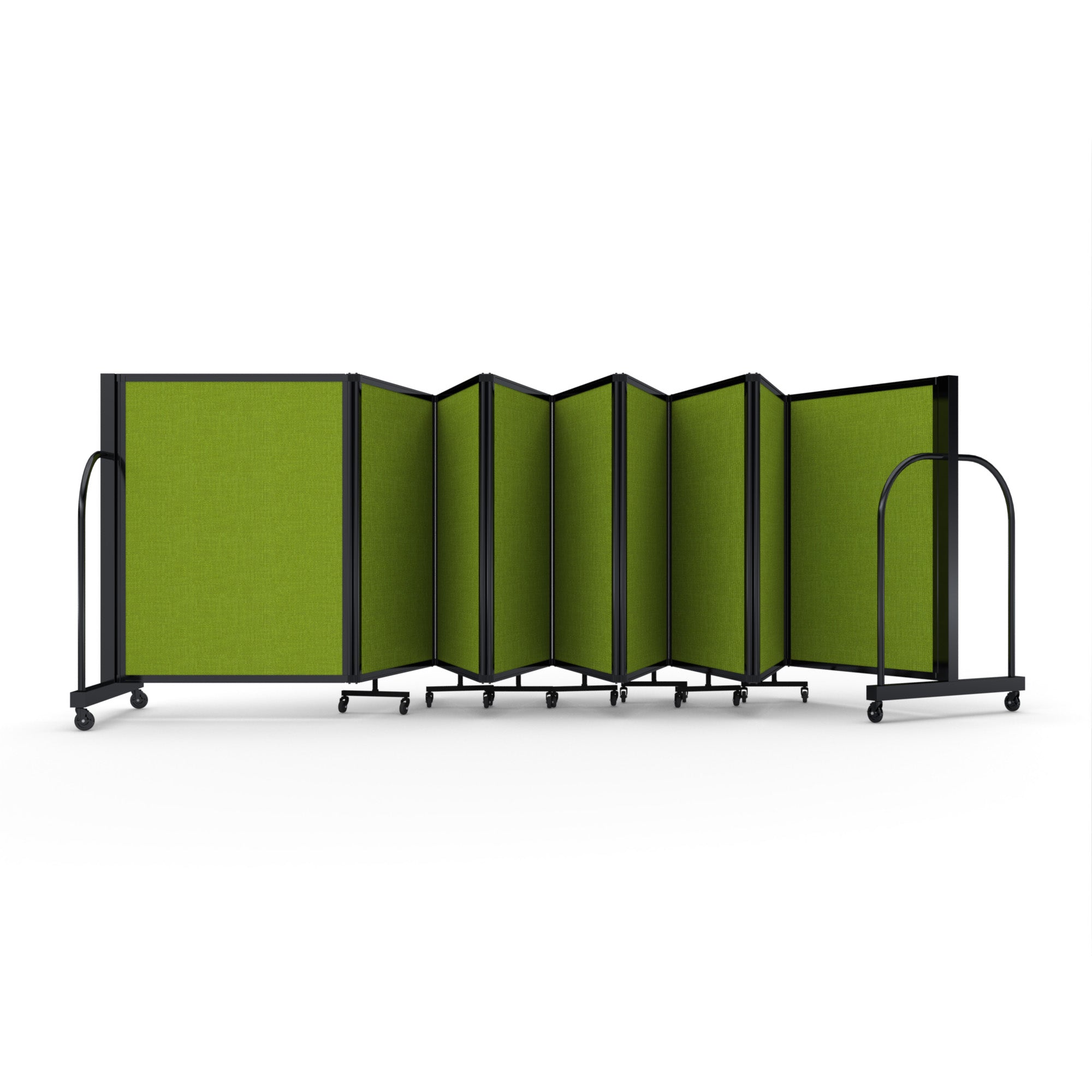 Screenflex Full Motion Divider, 4' x 25'1", Black Frame, Apple Green