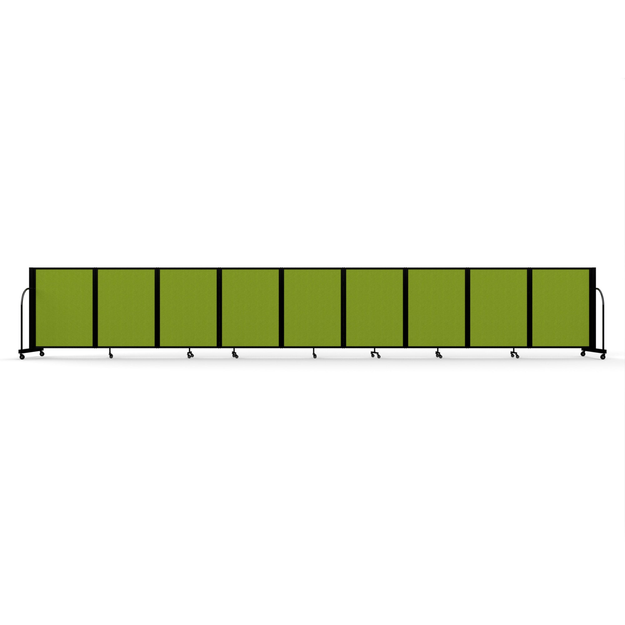 Screenflex Full Motion Divider, 4' x 25'1", Black Frame, Apple Green