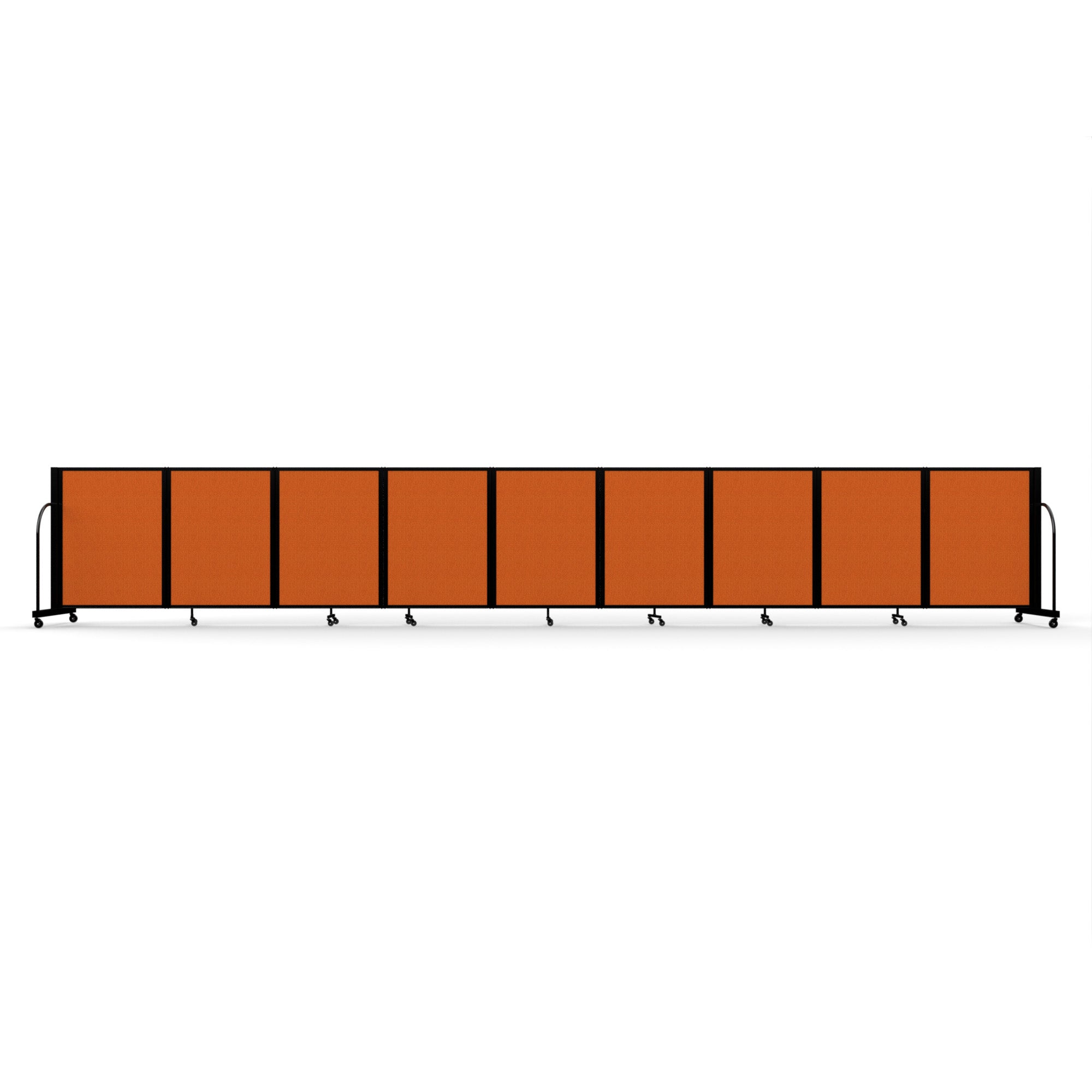 Screenflex Full Motion Divider, 4' x 25'1", Black Frame, Orange