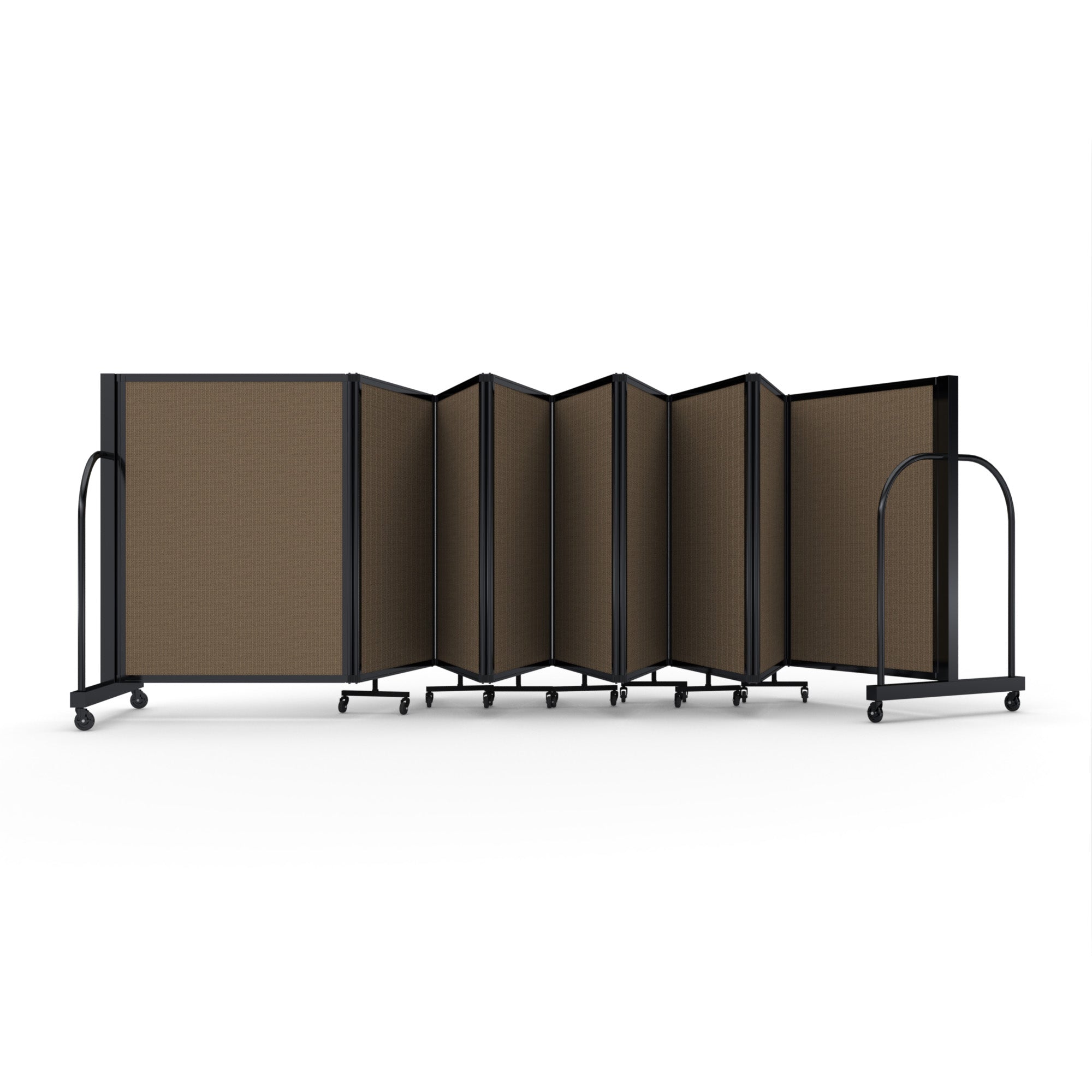 Screenflex Full Motion Divider, 4' x 25'1", Black Frame, Walnut