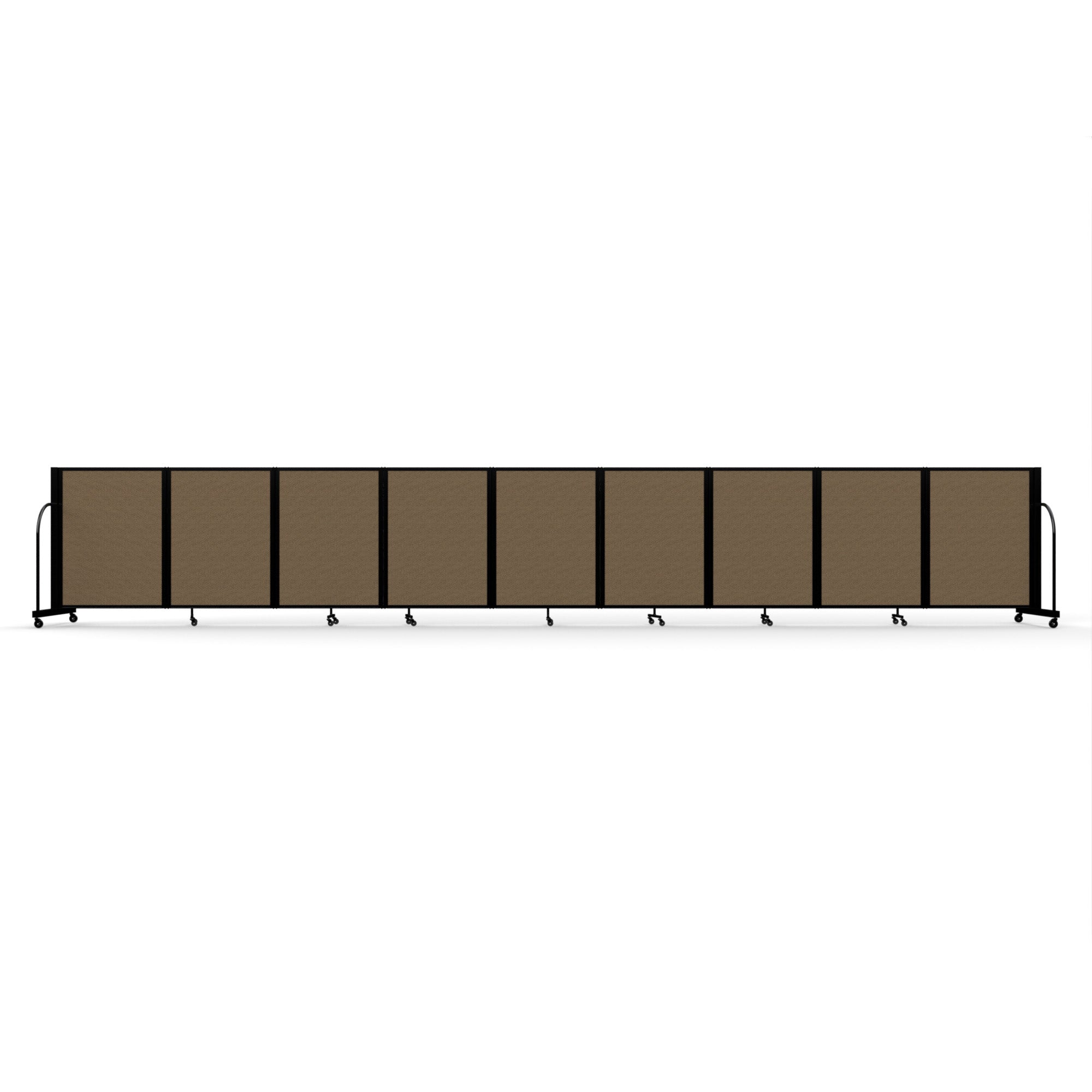 Screenflex Full Motion Divider, 4' x 25'1", Black Frame, Walnut