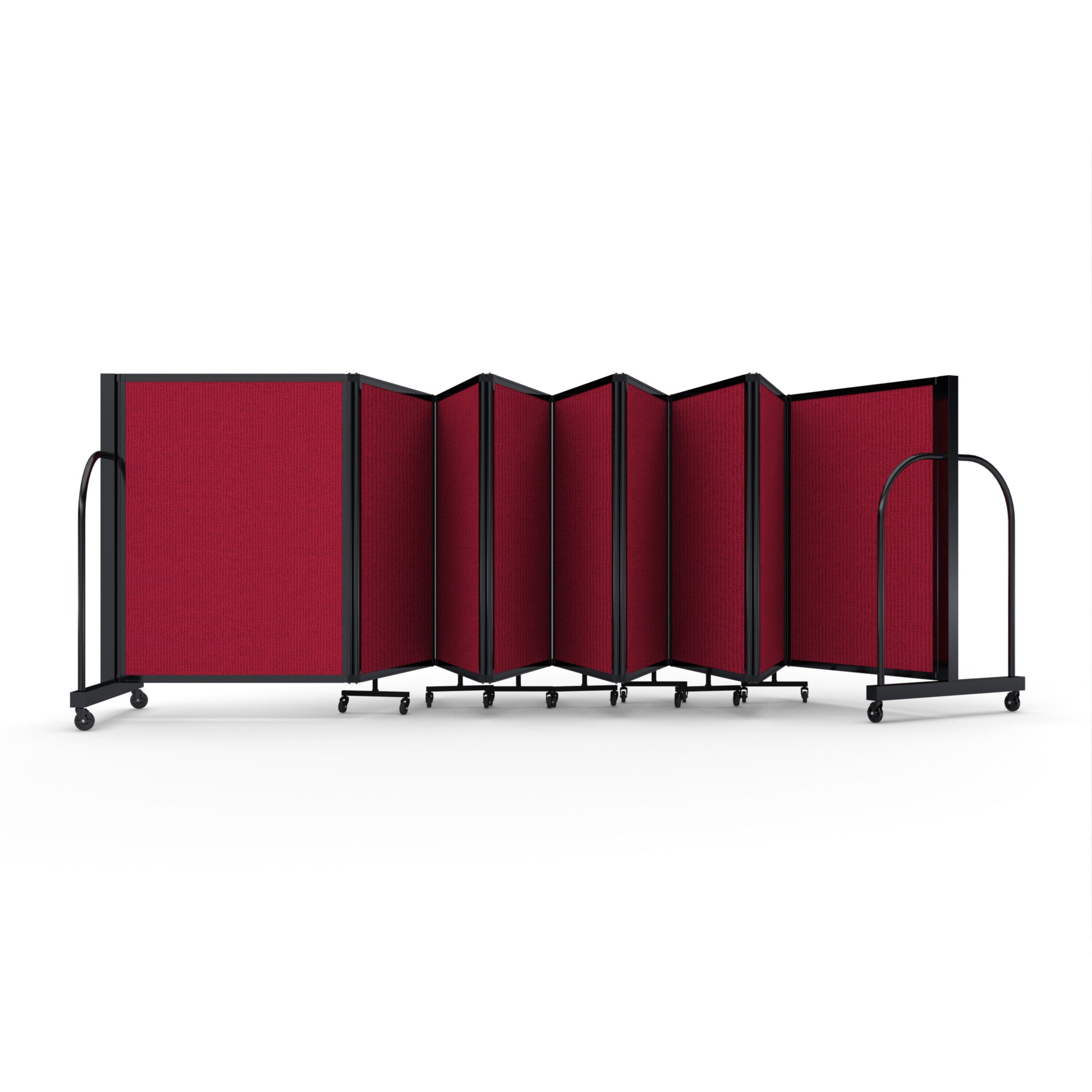 Screenflex Full Motion Divider, 4' x 25'1", Black Frame, Primary Red