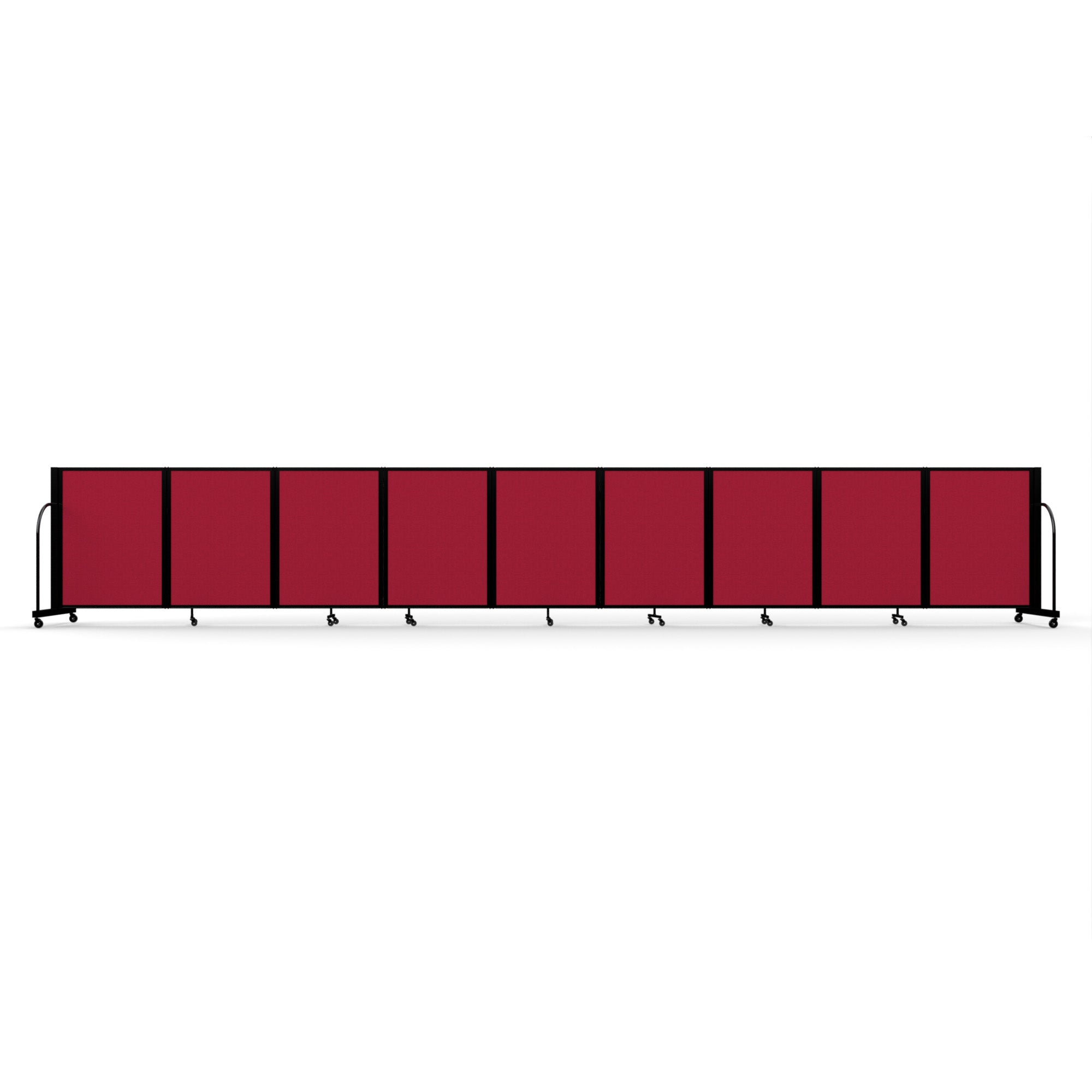 Screenflex Full Motion Divider, 4' x 25'1", Black Frame, Primary Red