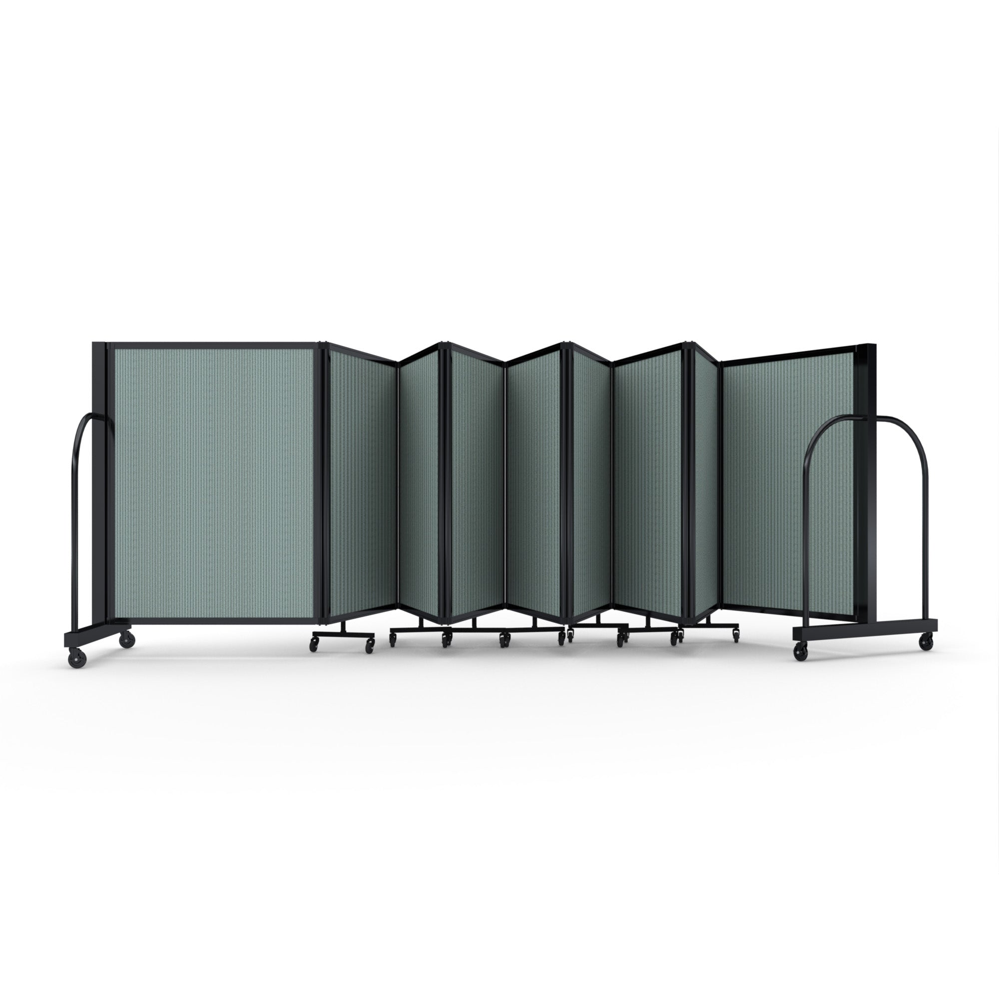 Screenflex Full Motion Divider, 4' x 25'1", Black Frame, Sea Green