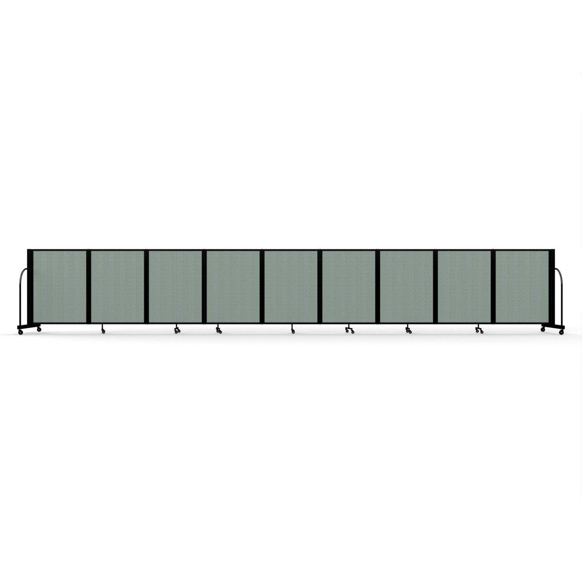Screenflex Full Motion Divider, 4' x 25'1", Black Frame, Sea Green