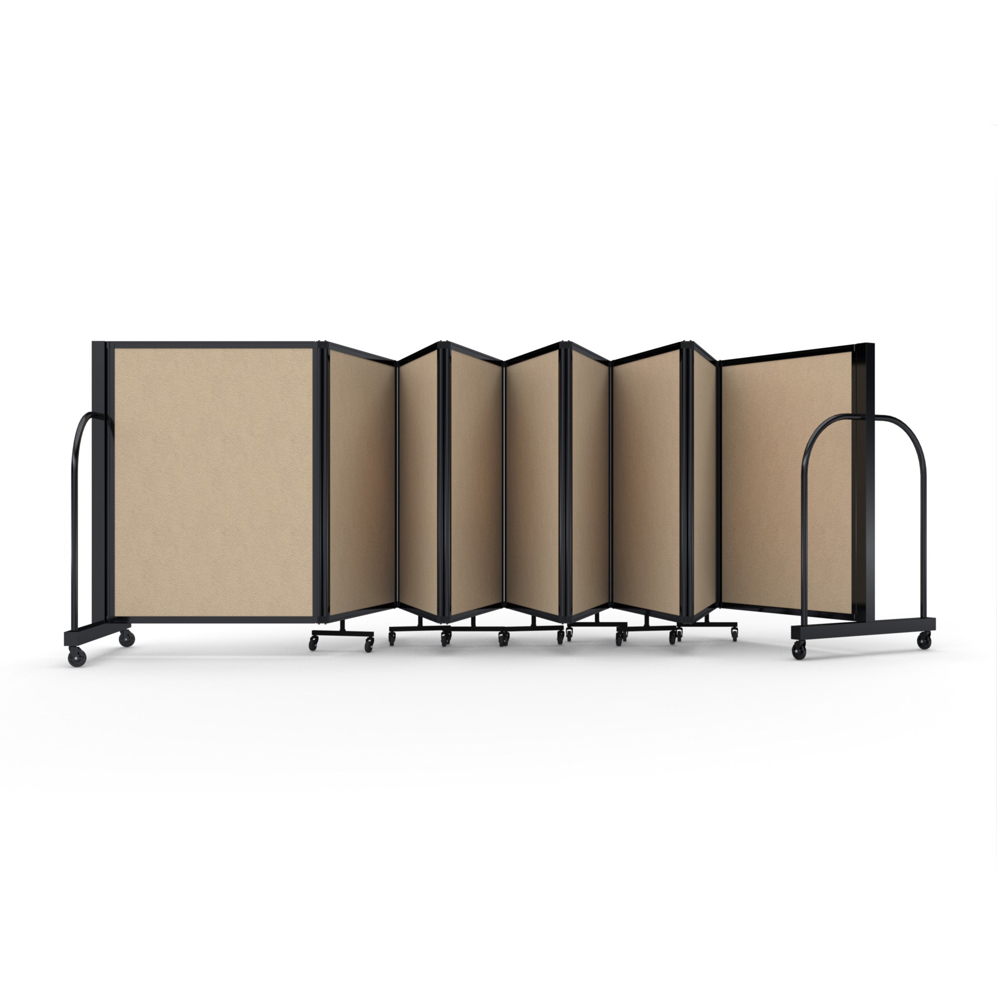 Screenflex Full Motion Divider, 4' x 25'1", Black Frame, Sandalwood Vinyl