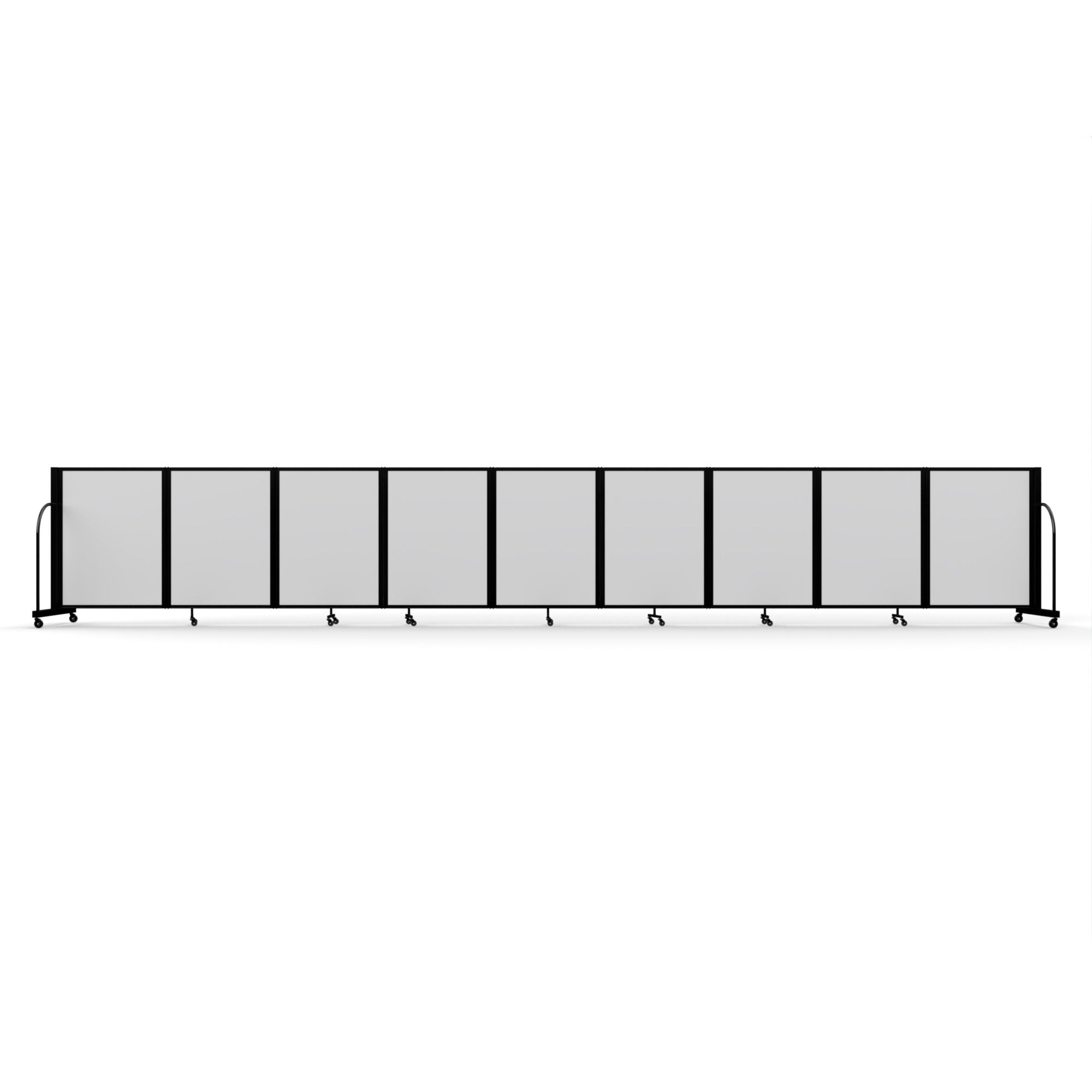 Screenflex Full Motion Divider, 4' x 25'1", Black Frame, Ice Vinyl