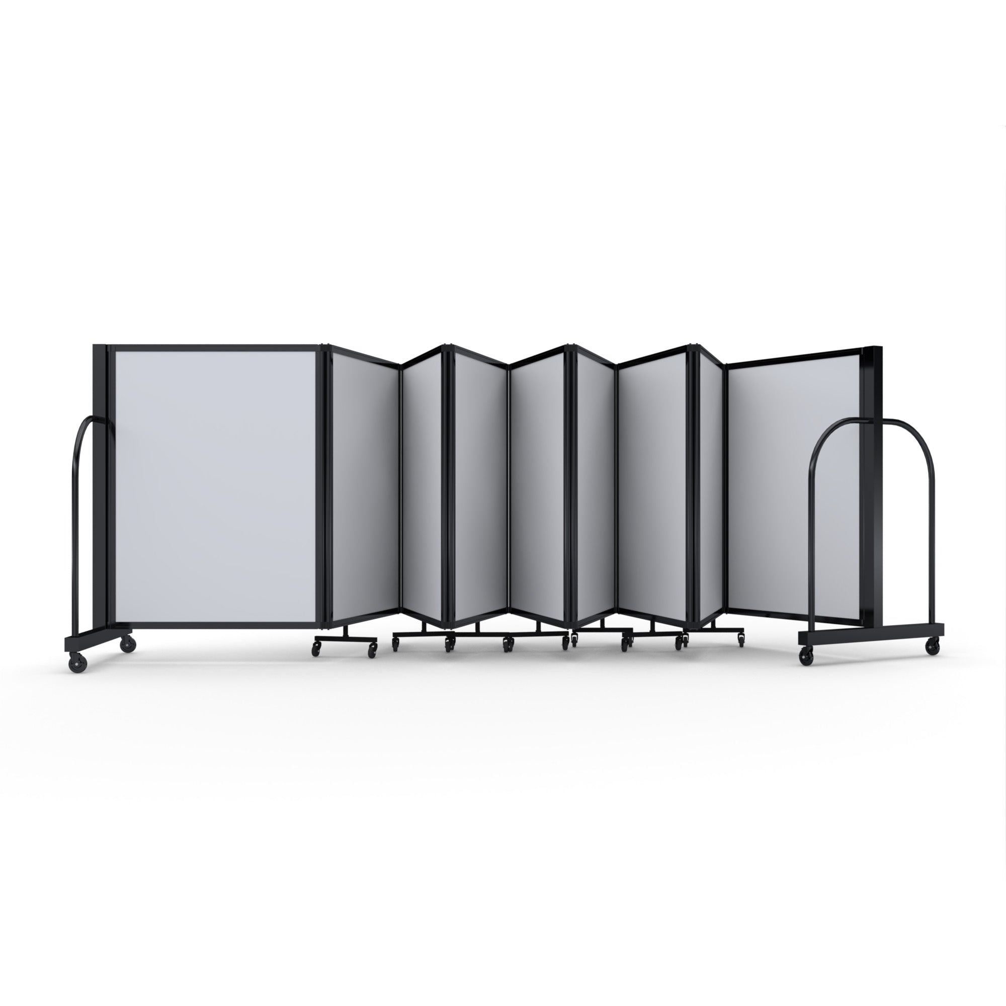 Screenflex Full Motion Divider, 4' x 25'1", Black Frame, Ice Vinyl
