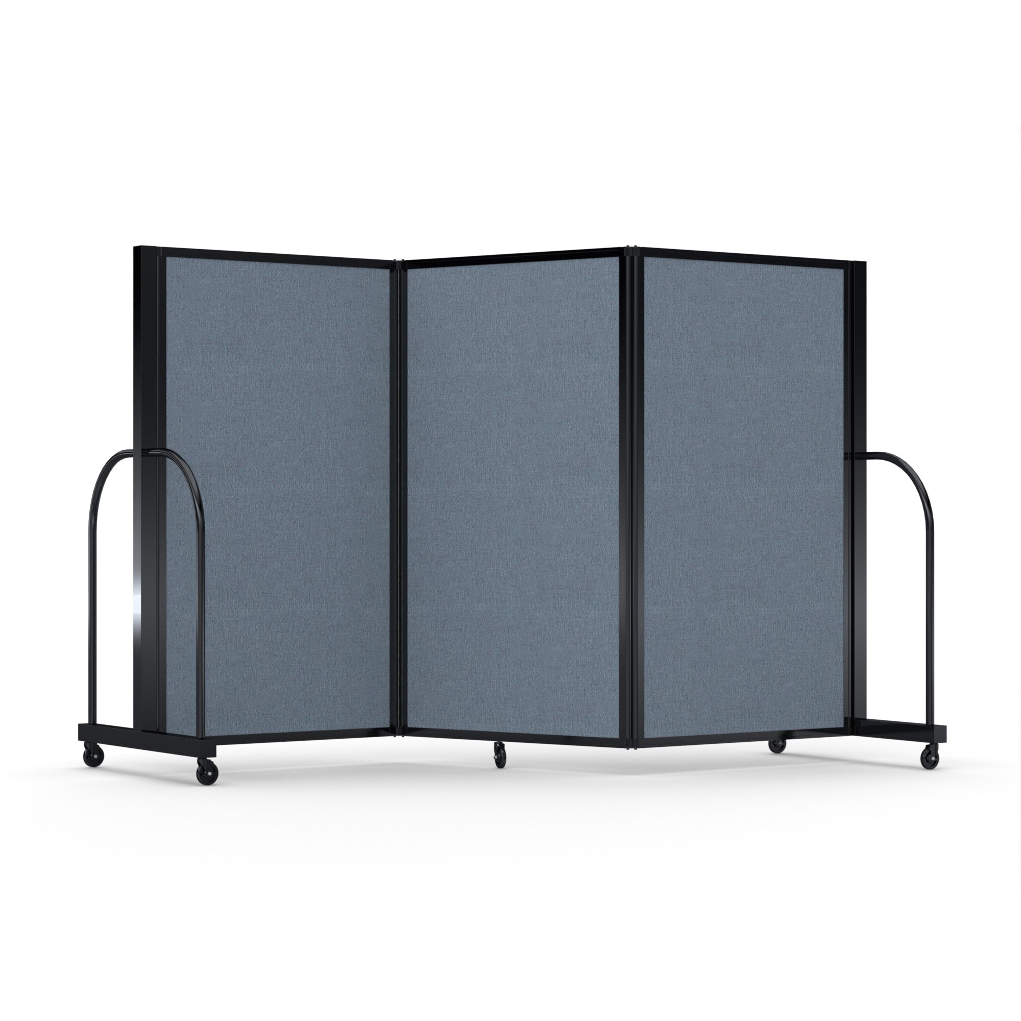 Screenflex Full Motion Divider, 5' x 8'7", Black Frame, Summer Blue