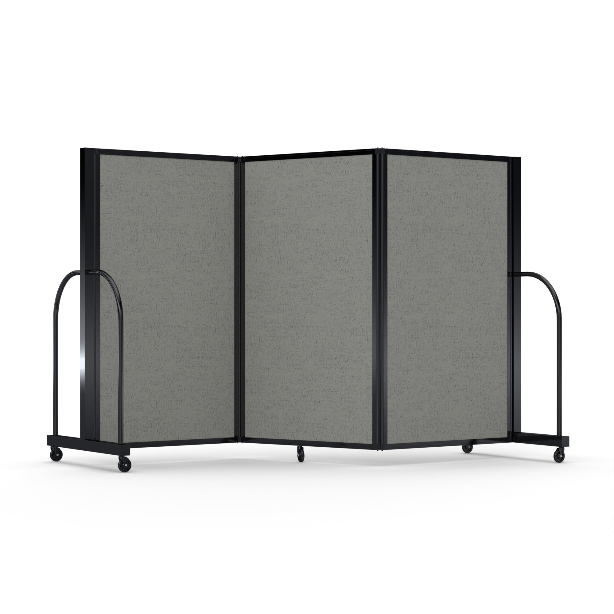 Screenflex Full Motion Divider, 5' x 8'7", Black Frame, Gray Smoke