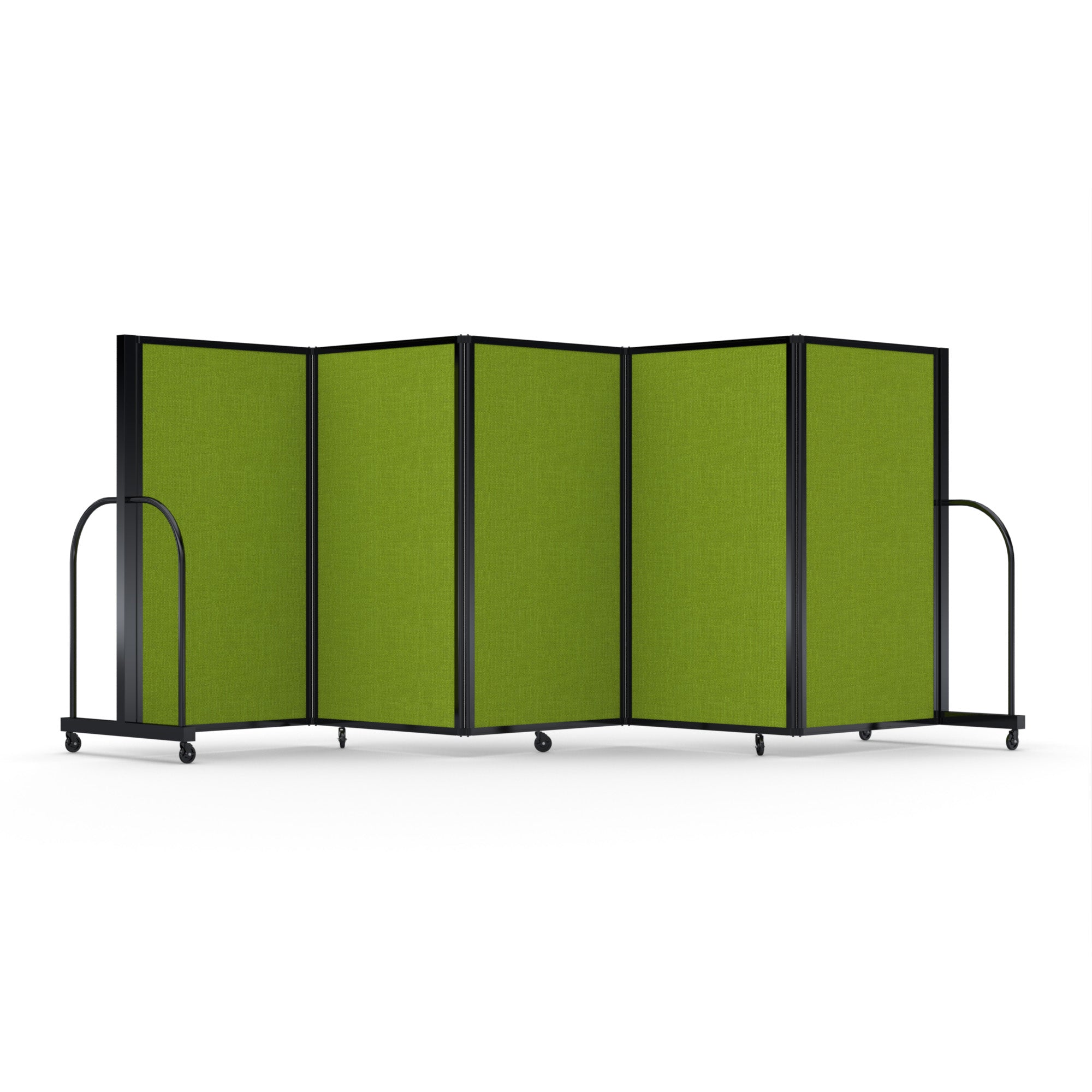 Screenflex Full Motion Divider, 5' x 14'1", Black Frame, Apple Green