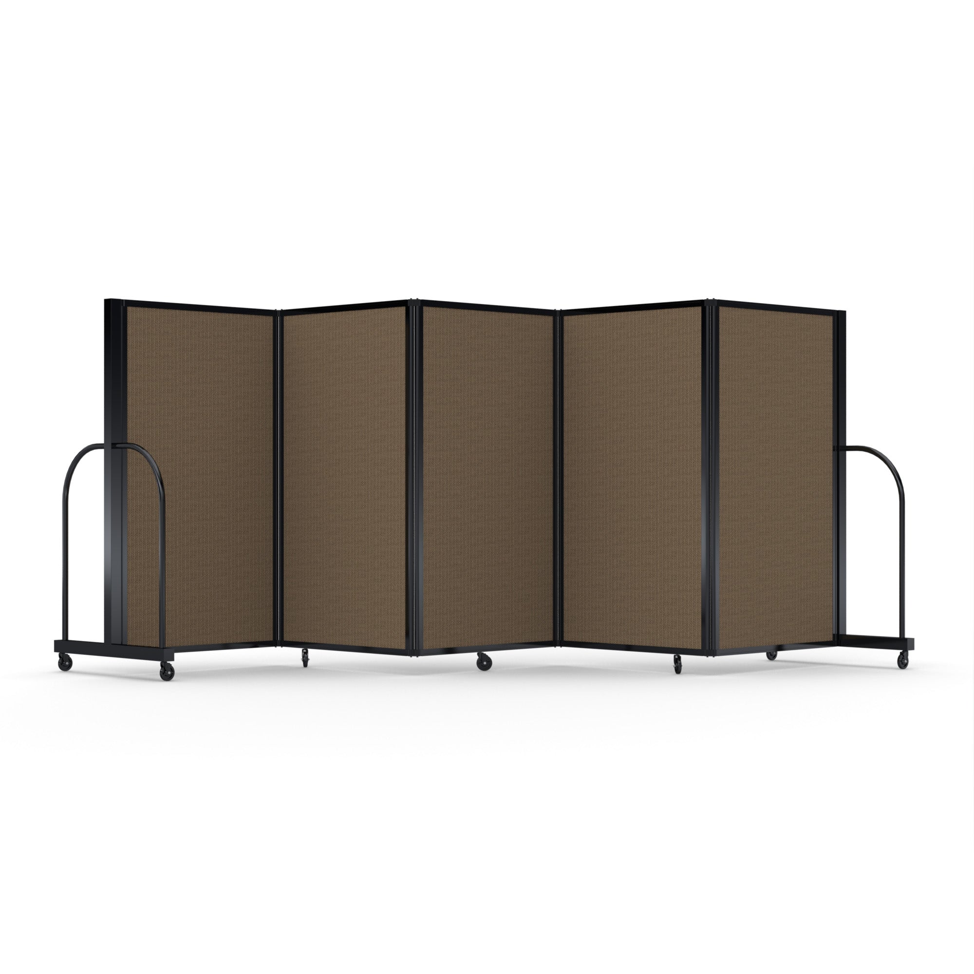 Screenflex Full Motion Divider, 5' x 14'1", Black Frame, Walnut