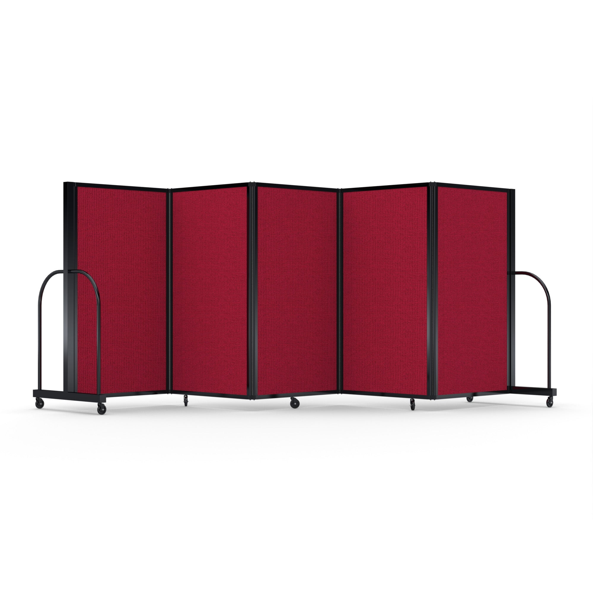 Screenflex Full Motion Divider, 5' x 14'1", Black Frame, Primary Red