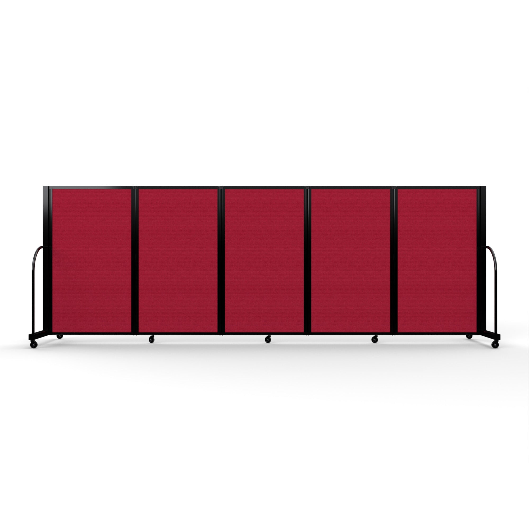 Screenflex Full Motion Divider, 5' x 14'1", Black Frame, Primary Red