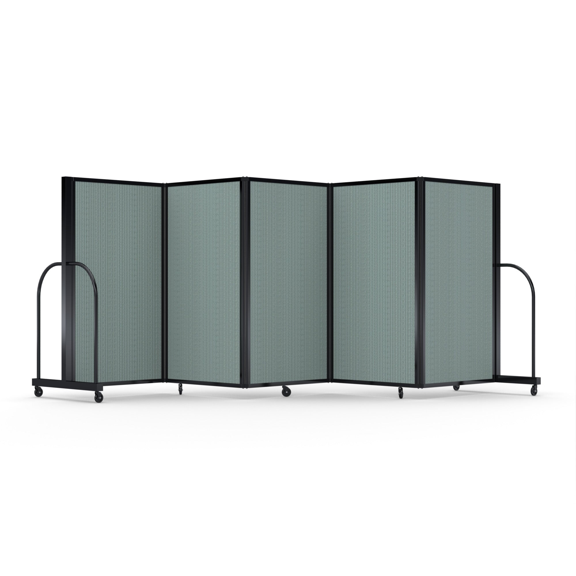 Screenflex Full Motion Divider, 5' x 14'1", Black Frame, Sea Green