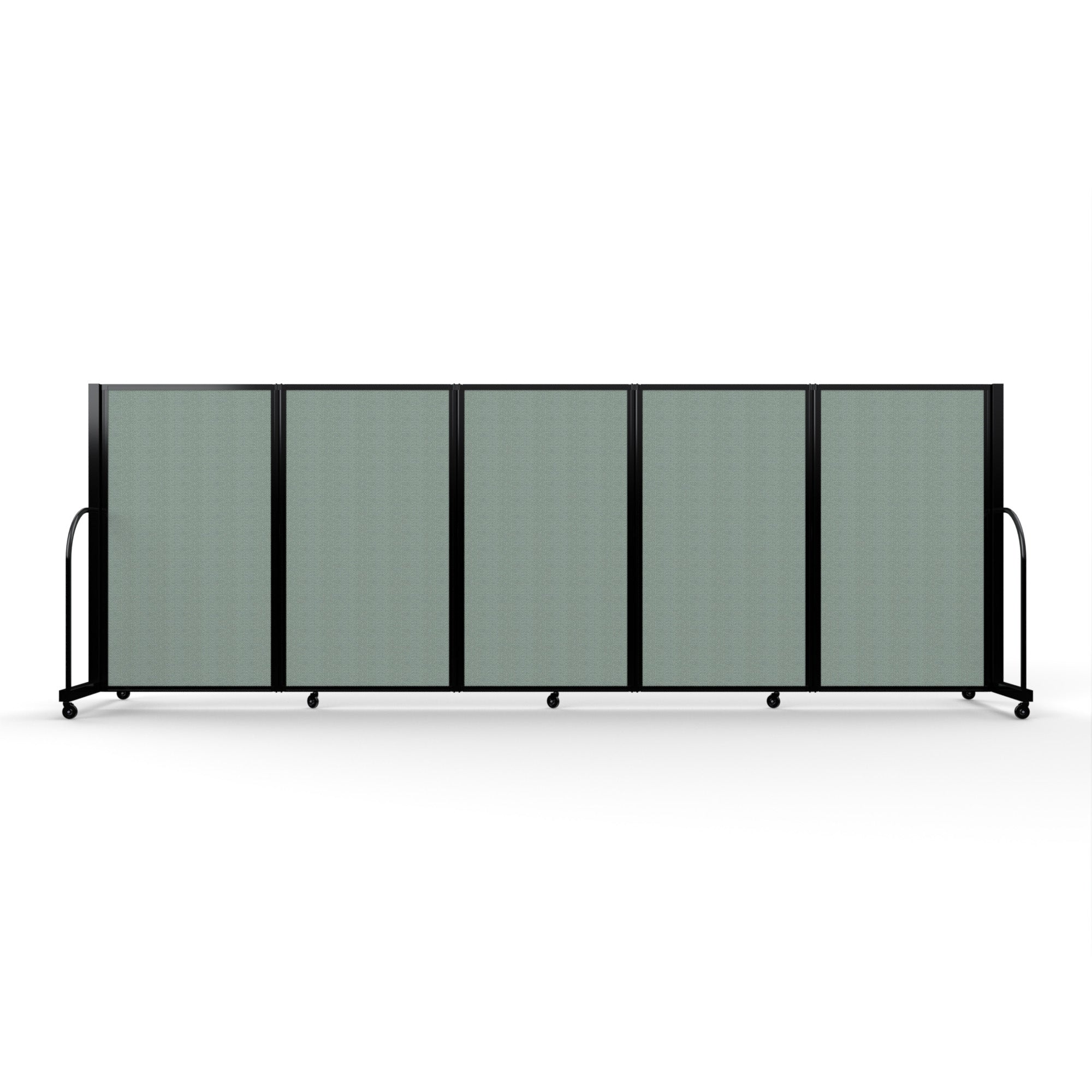 Screenflex Full Motion Divider, 5' x 14'1", Black Frame, Sea Green