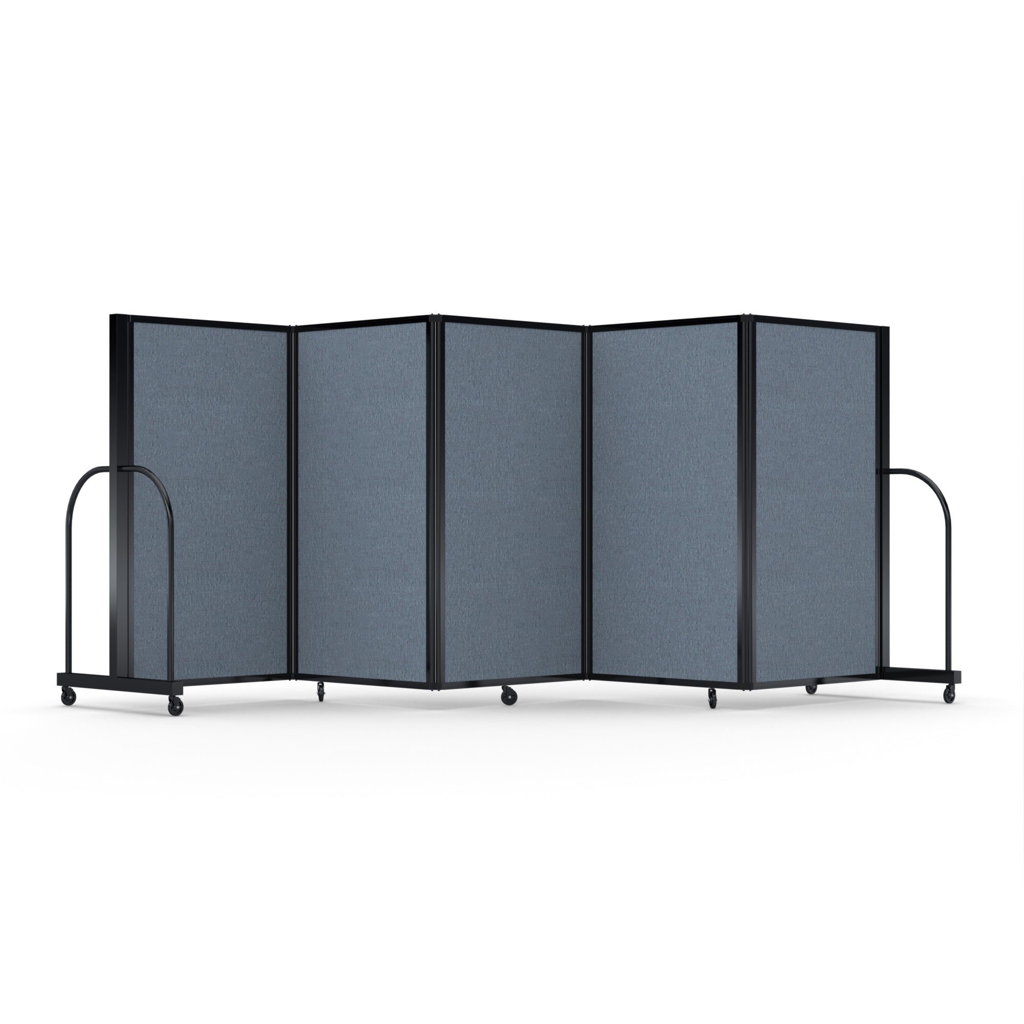 Screenflex Full Motion Divider, 5' x 14'1", Black Frame, Summer Blue