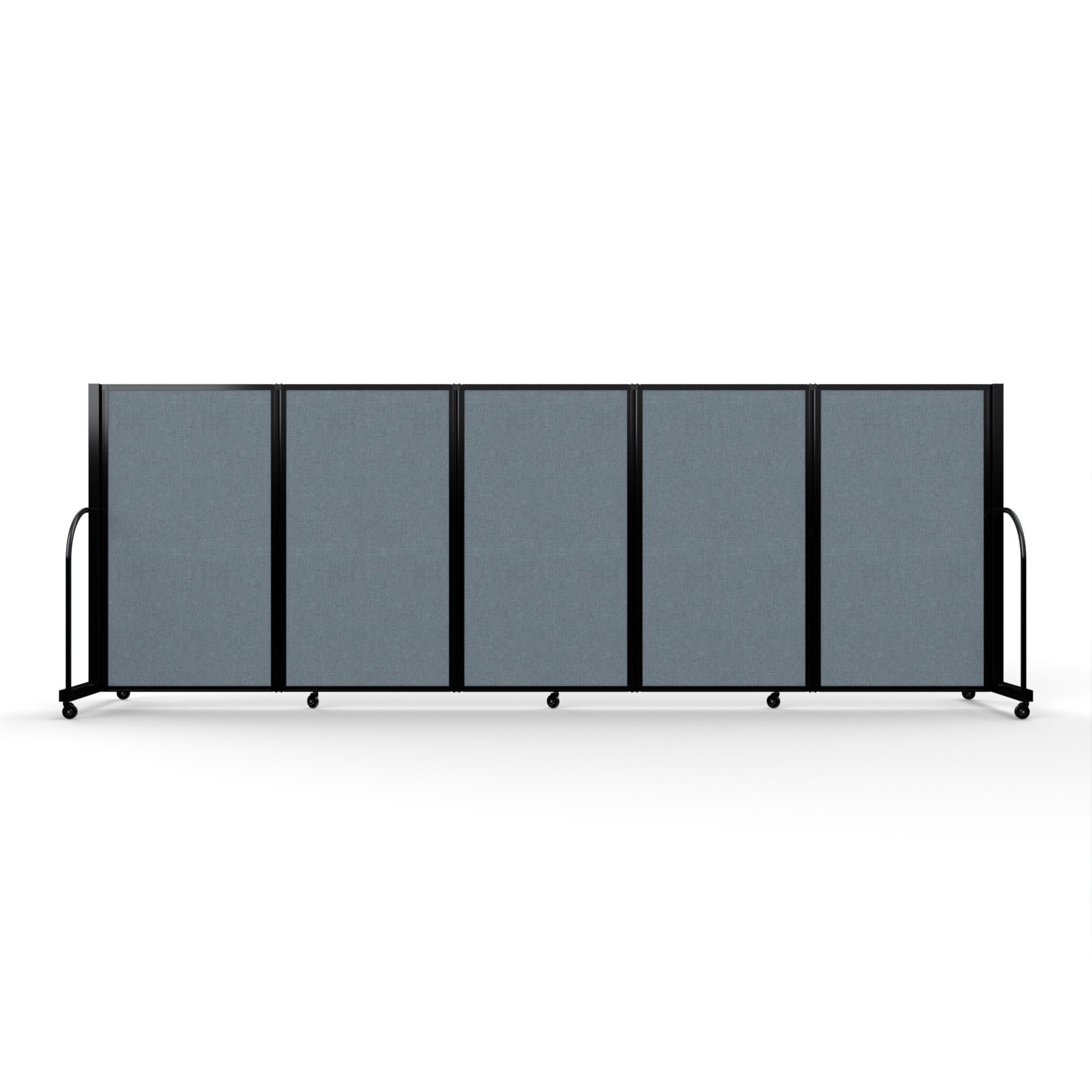 Screenflex Full Motion Divider, 5' x 14'1", Black Frame, Summer Blue