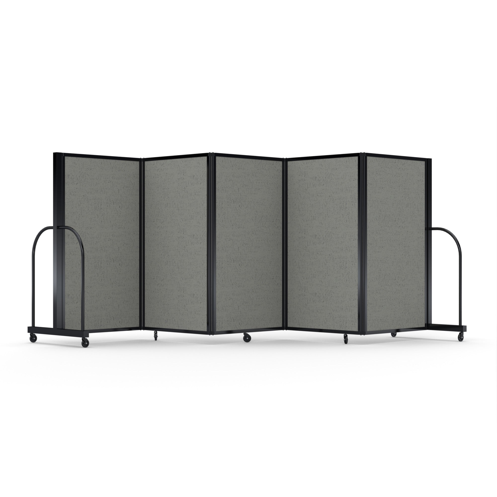 Screenflex Full Motion Divider, 5' x 14'1", Black Frame, Gray Smoke