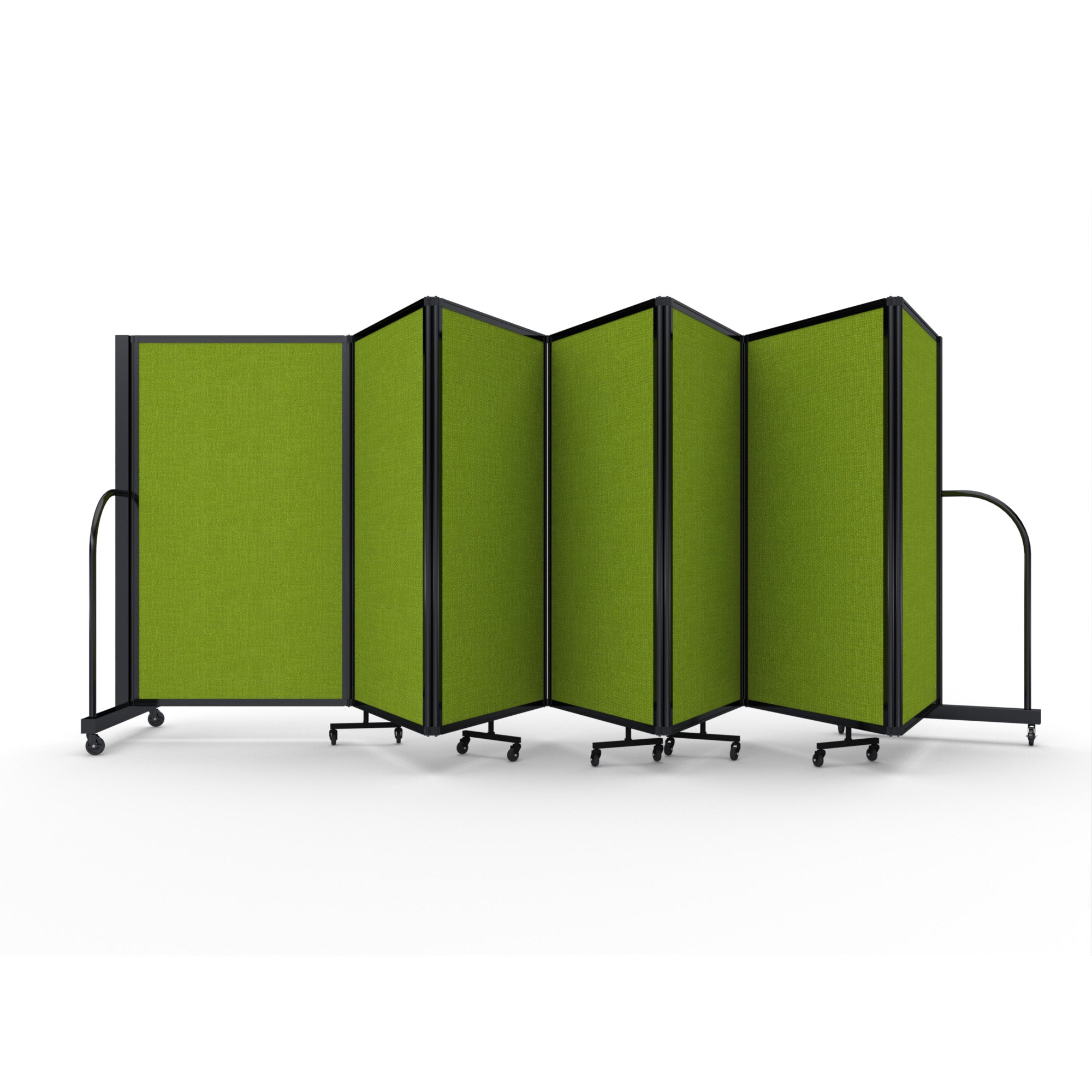 Screenflex Full Motion Divider, 5' x 19'7", Black Frame, Apple Green
