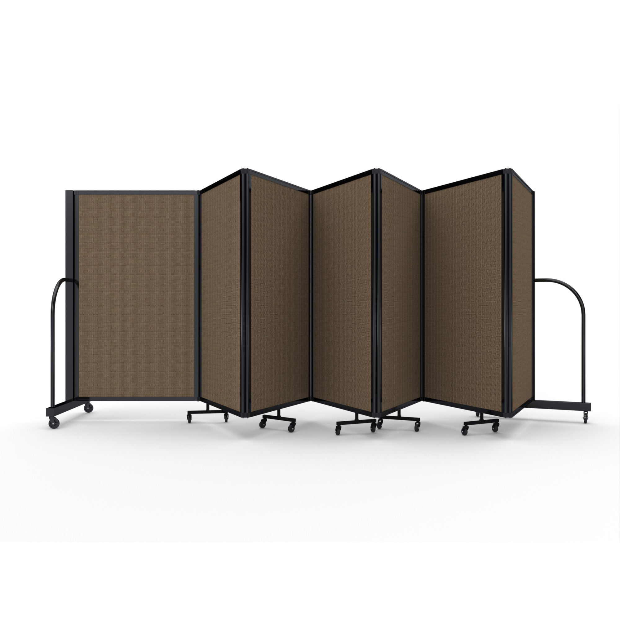 Screenflex Full Motion Divider, 5' x 19'7", Black Frame, Walnut