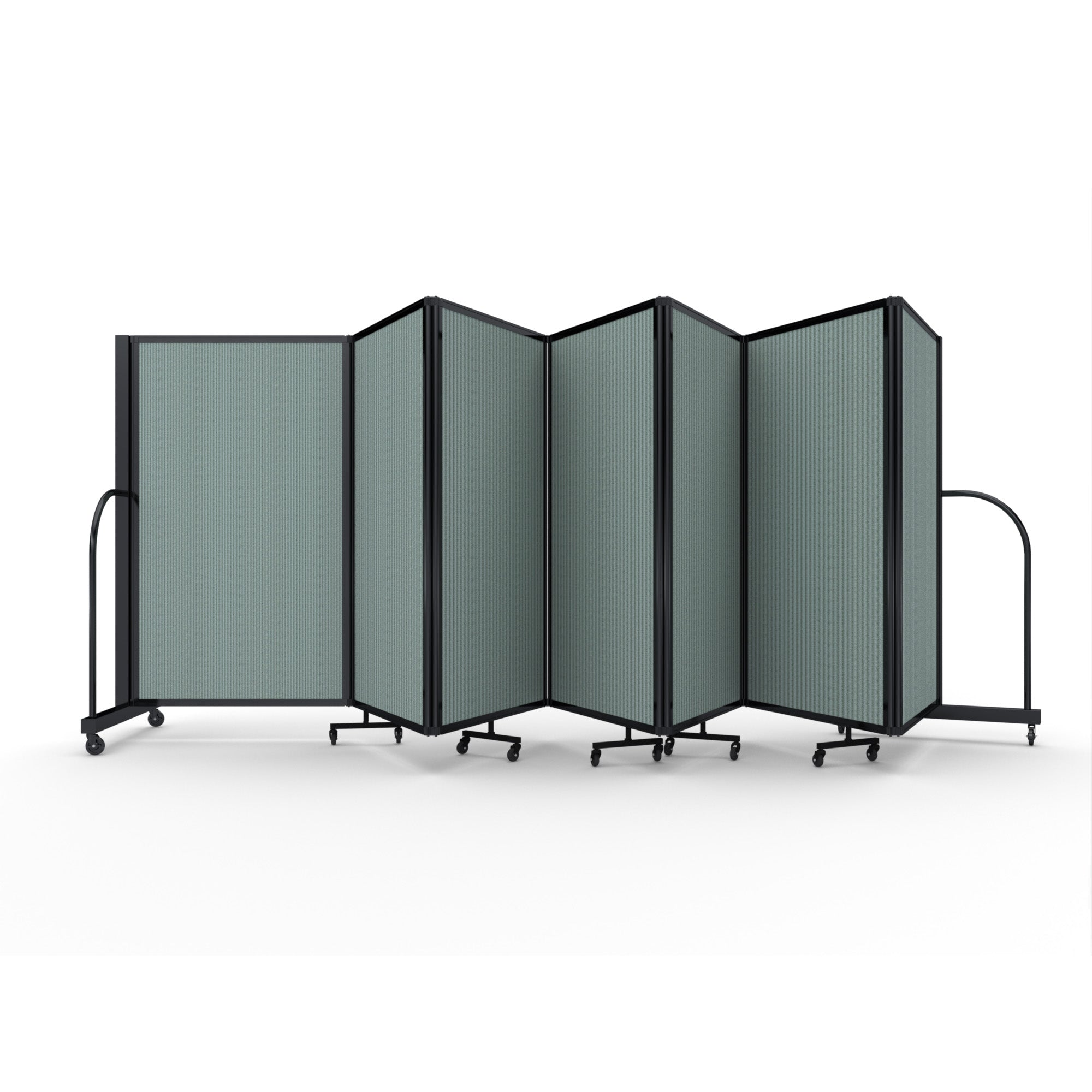 Screenflex Full Motion Divider, 5' x 19'7", Black Frame, Sea Green