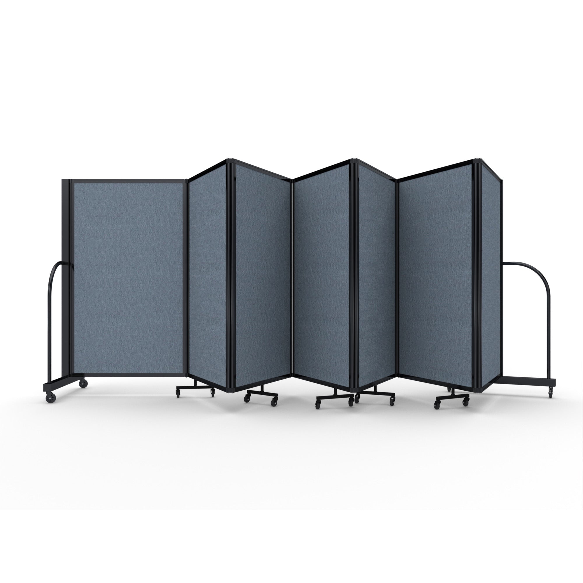Screenflex Full Motion Divider, 5' x 19'7", Black Frame, Summer Blue