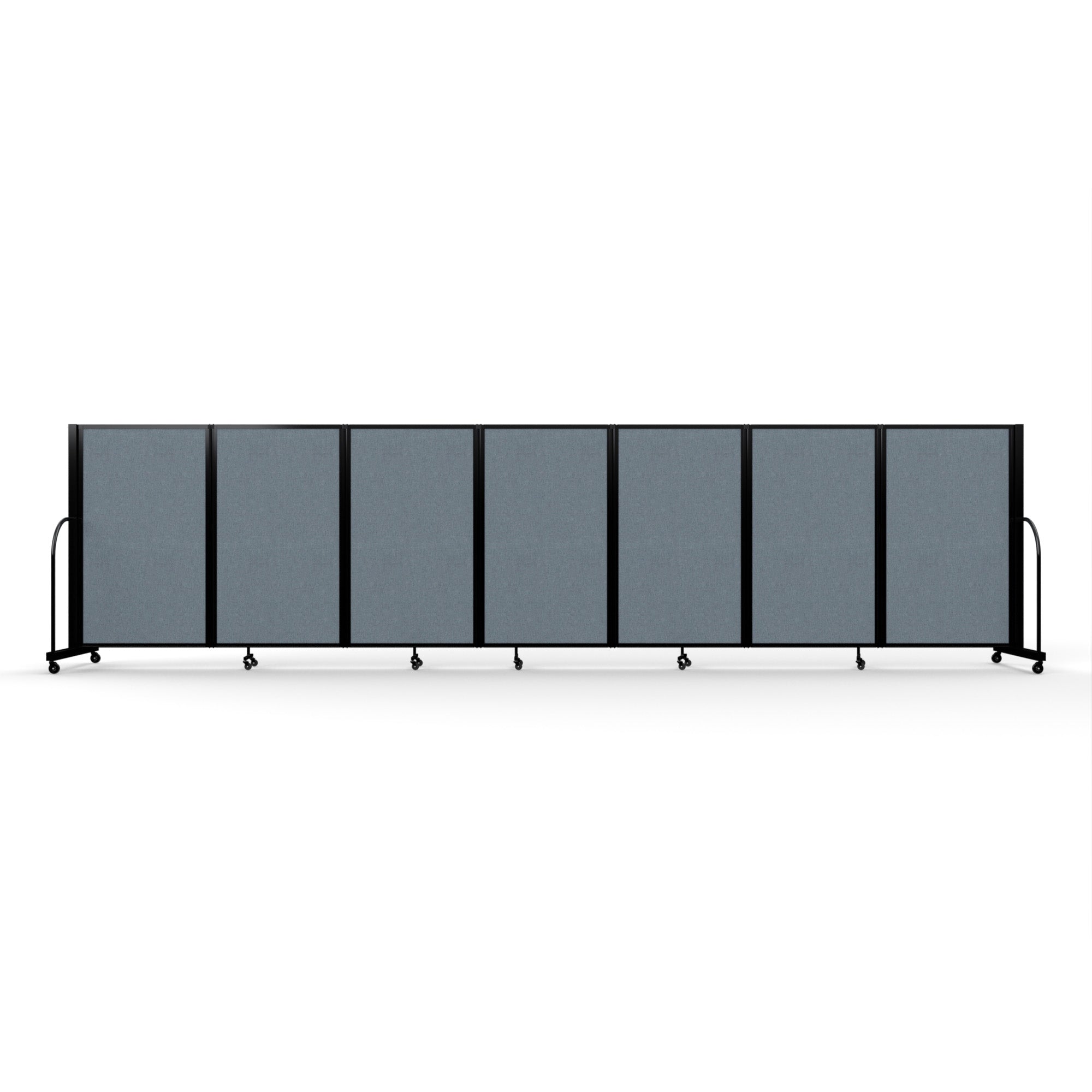 Screenflex Full Motion Divider, 5' x 19'7", Black Frame, Summer Blue