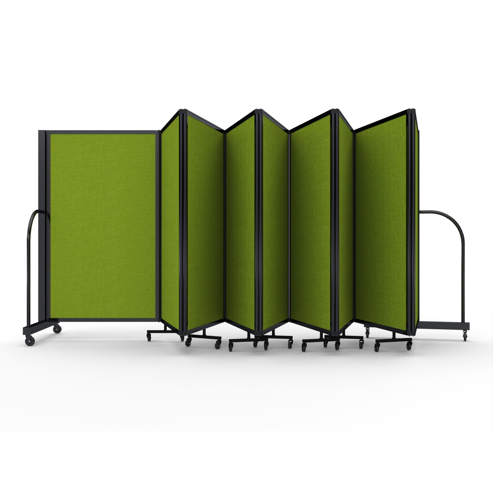 Screenflex Full Motion Divider, 5' x 25'1", Black Frame, Apple Green