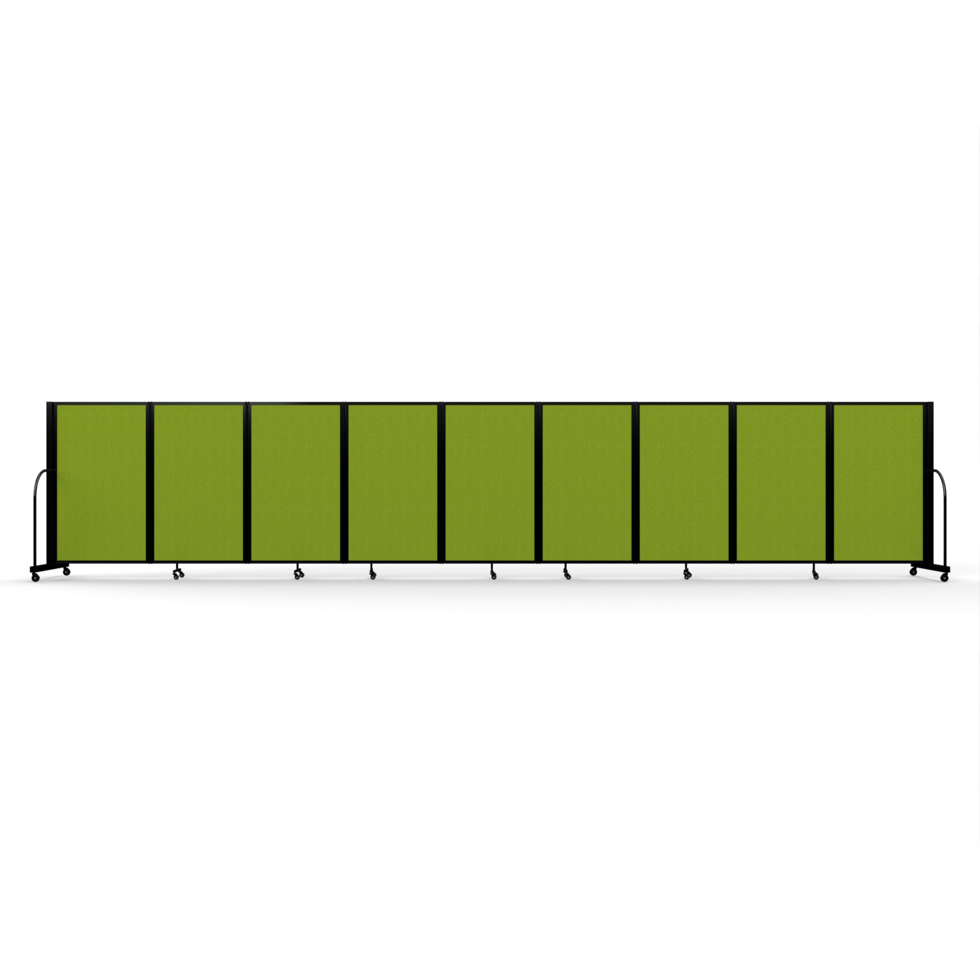Screenflex Full Motion Divider, 5' x 25'1", Black Frame, Apple Green