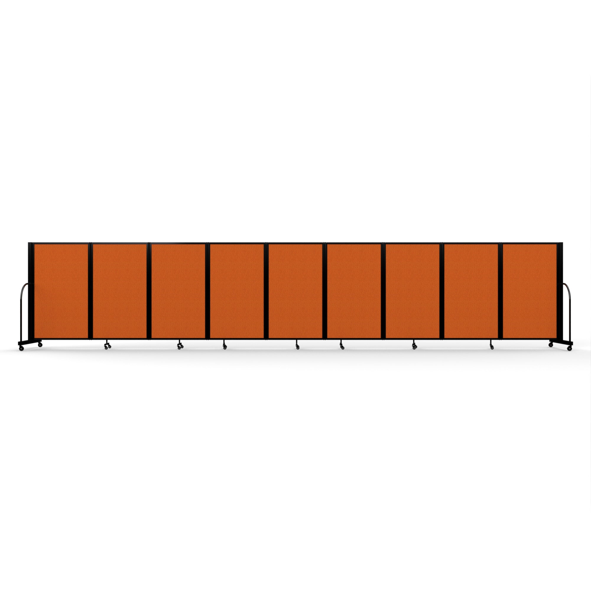 Screenflex Full Motion Divider, 5' x 25'1", Black Frame, Orange
