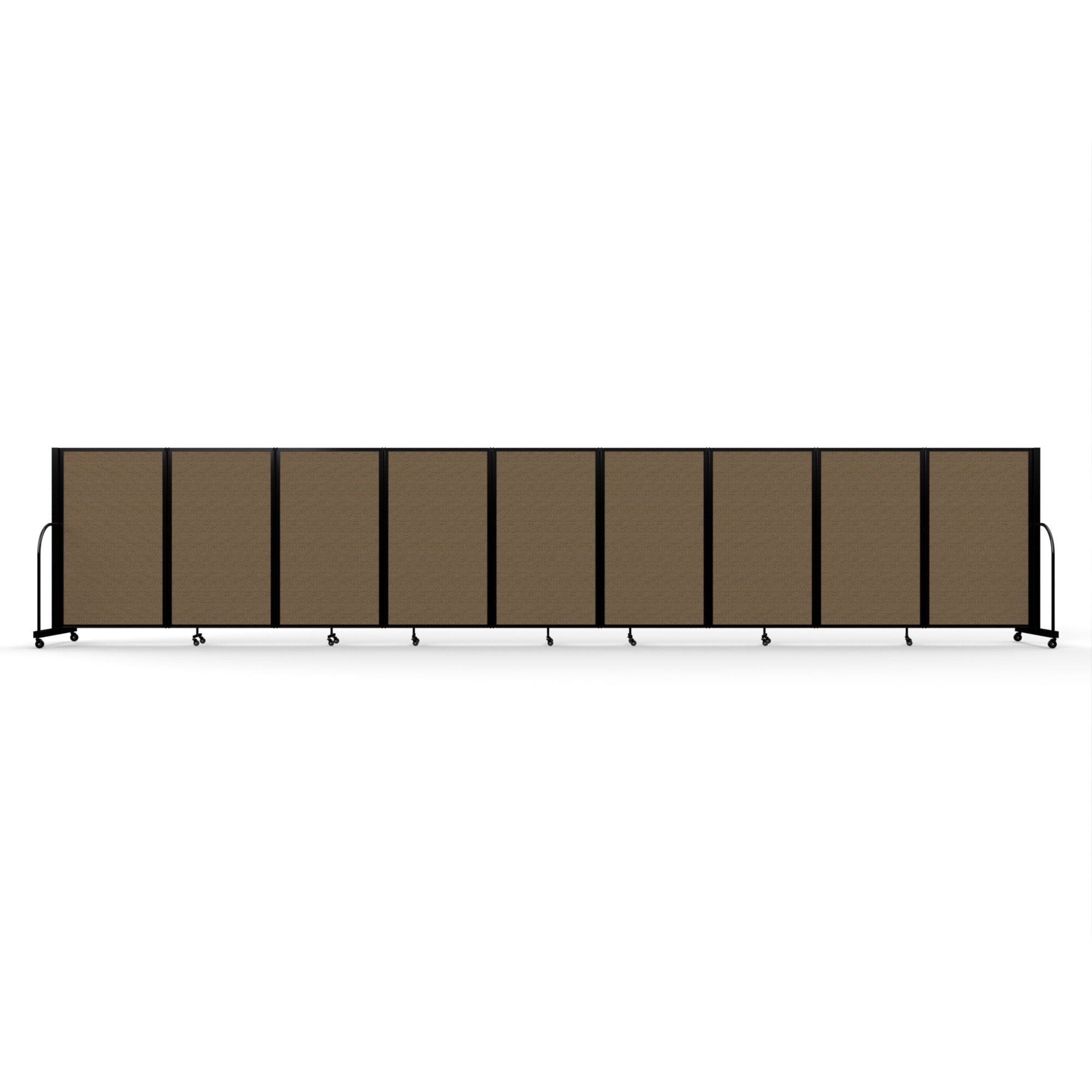 Screenflex Full Motion Divider, 5' x 25'1", Black Frame, Walnut