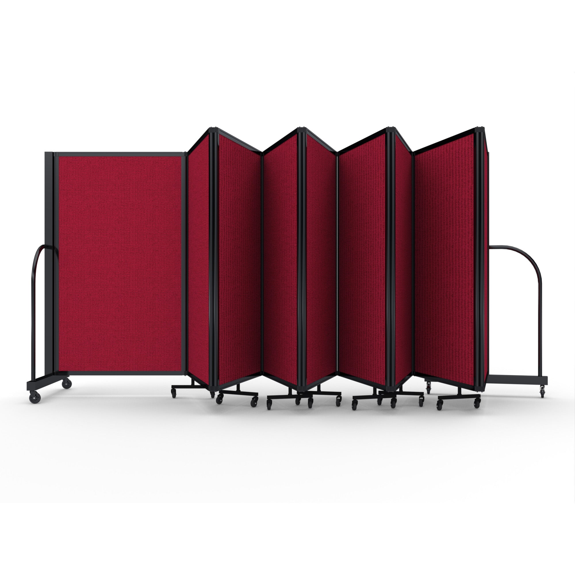 Screenflex Full Motion Divider, 5' x 25'1", Black Frame, Primary Red