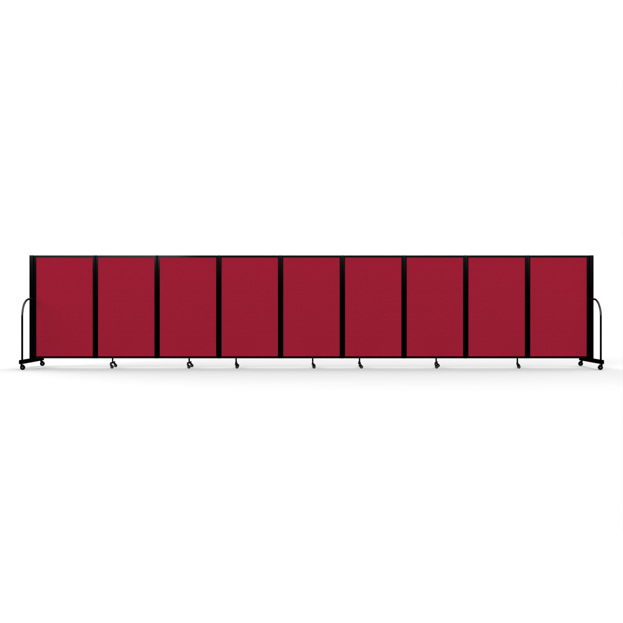 Screenflex Full Motion Divider, 5' x 25'1", Black Frame, Primary Red
