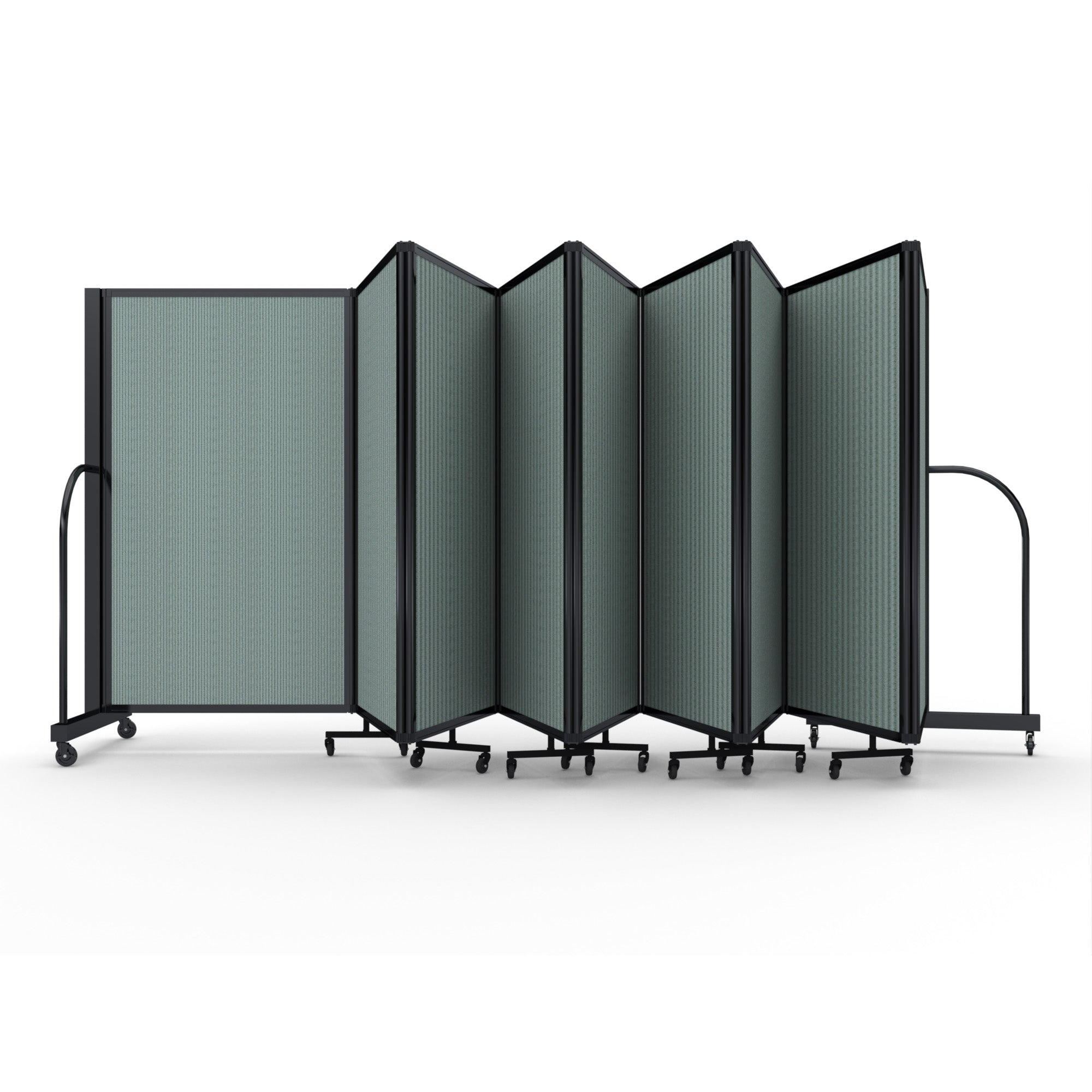 Screenflex Full Motion Divider, 5' x 25'1", Black Frame, Sea Green