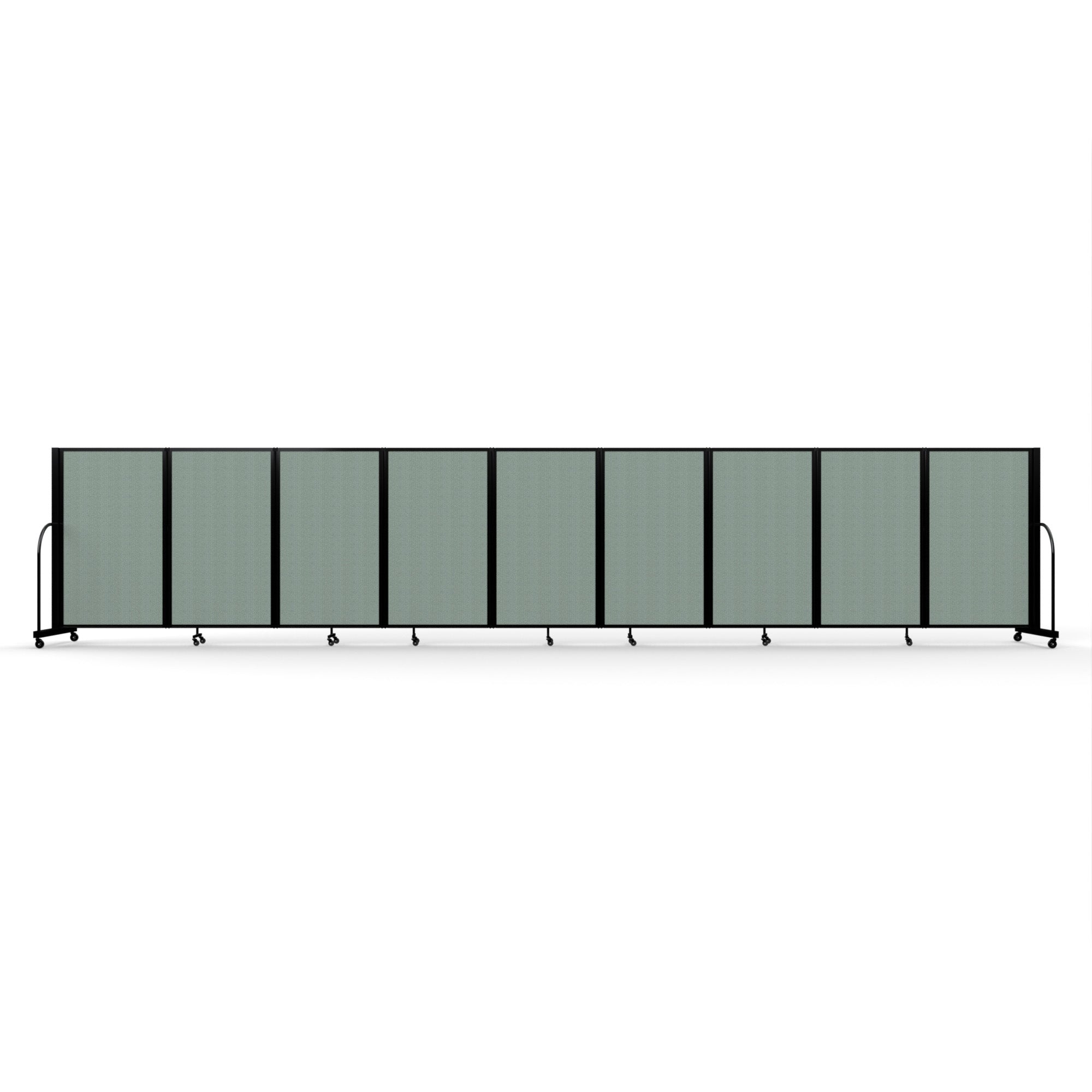 Screenflex Full Motion Divider, 5' x 25'1", Black Frame, Sea Green